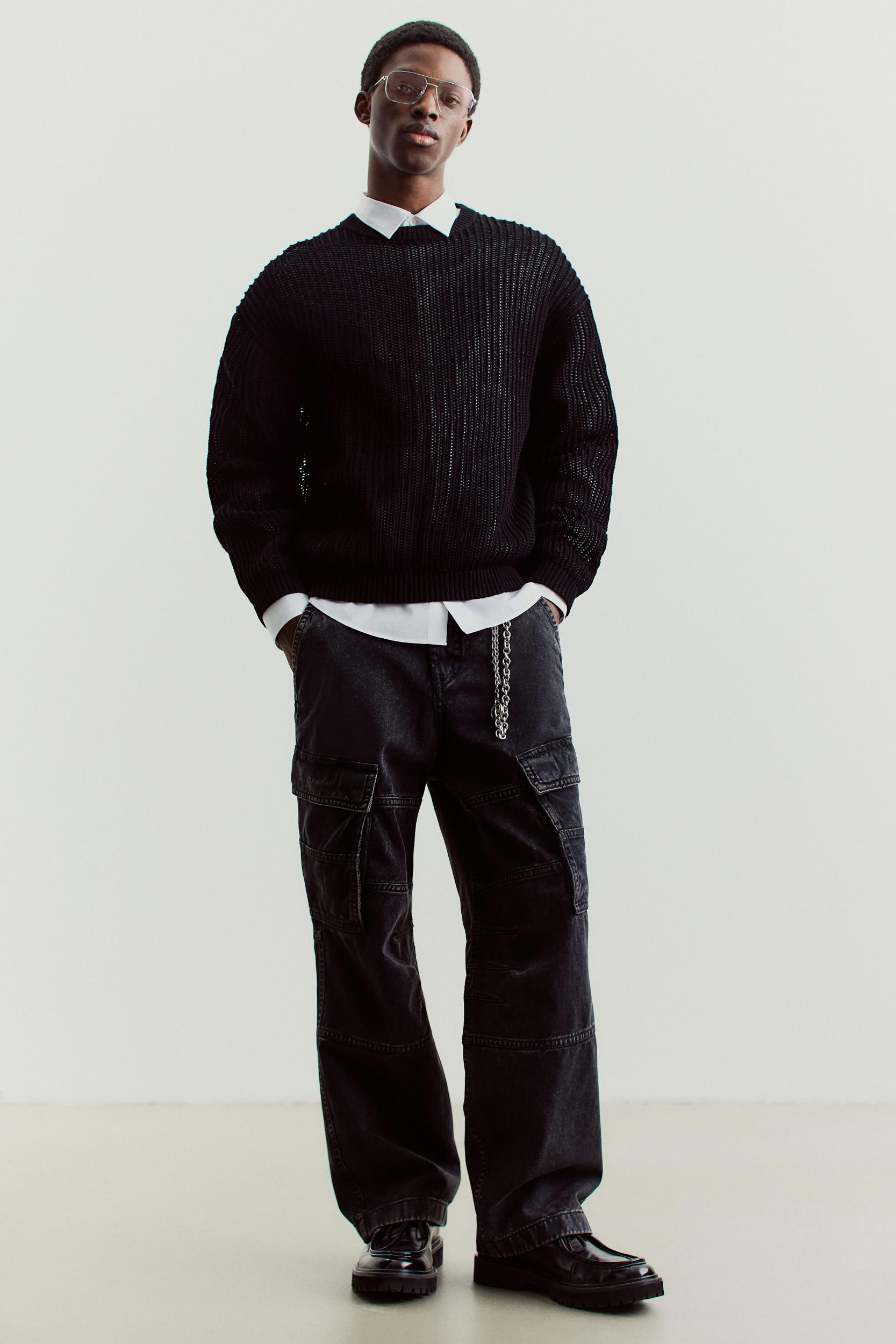 Loose-Fit Cotton Cargo Pants Product Image