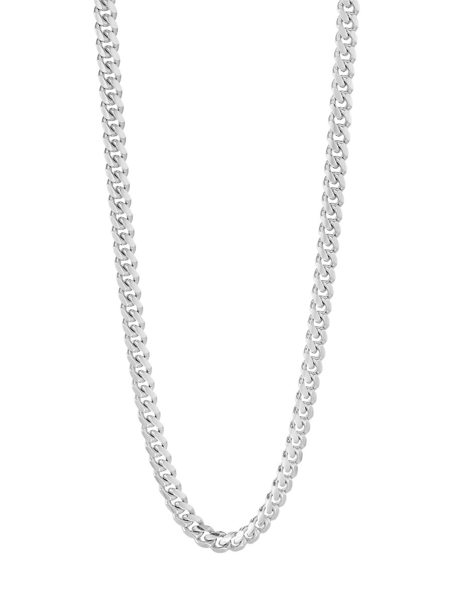 Mens 14K White Gold Cuban-Link Chain Necklace Product Image