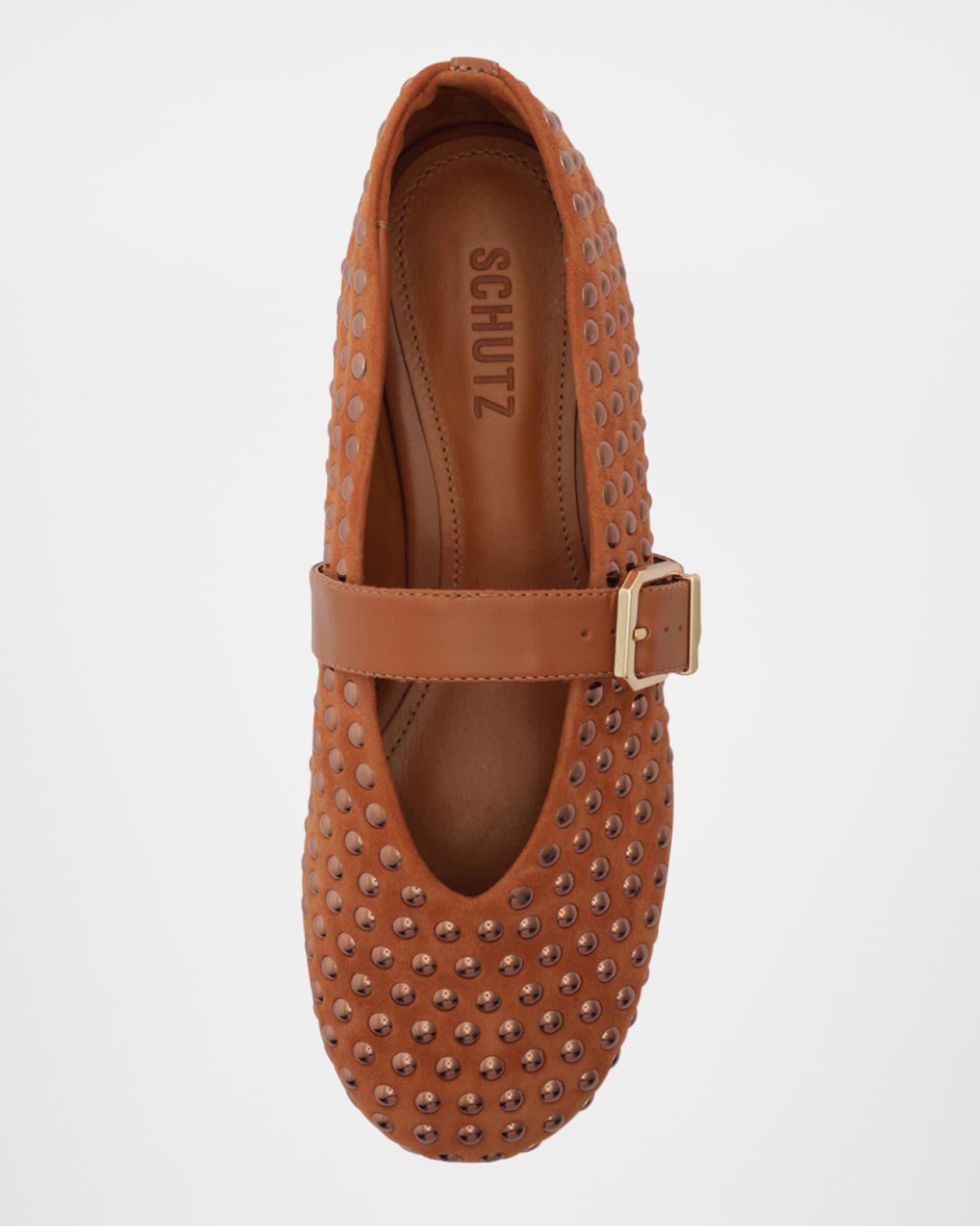 Eiza Shine Studded Suede Buckle Flats Product Image