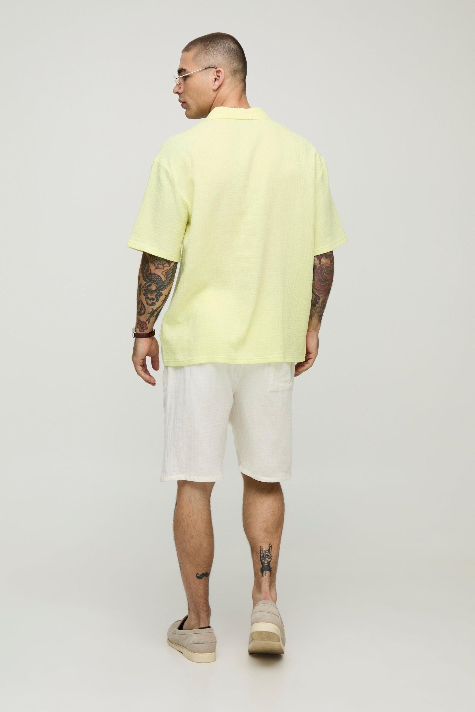 Oversized Revere Cheesecloth Shirt | boohooMAN USA Product Image