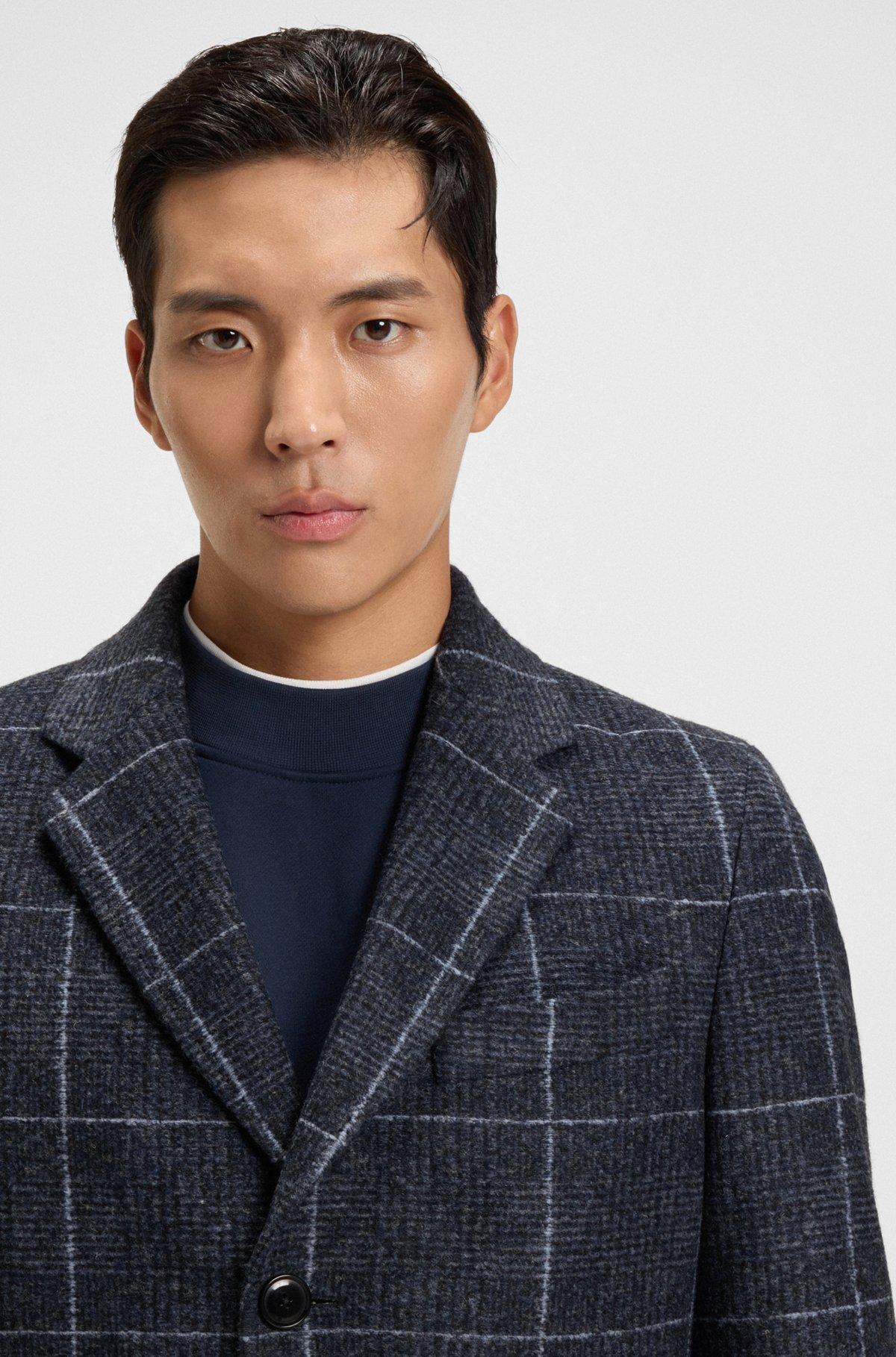 Slim-fit coat with plain check Product Image