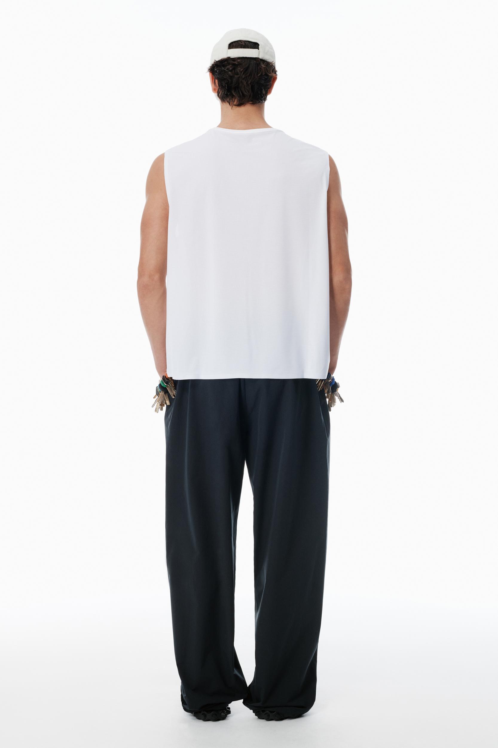 White Laser-cut Logo Muscle Shirt  Product Image