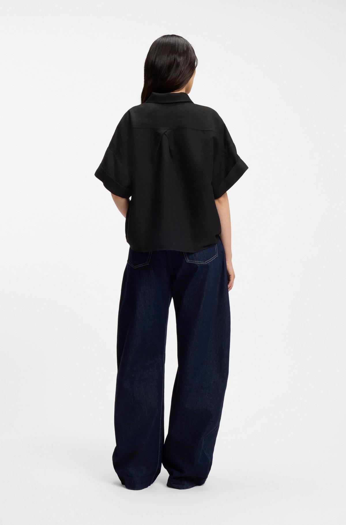 Regular-fit blouse with rolled cuffs Product Image
