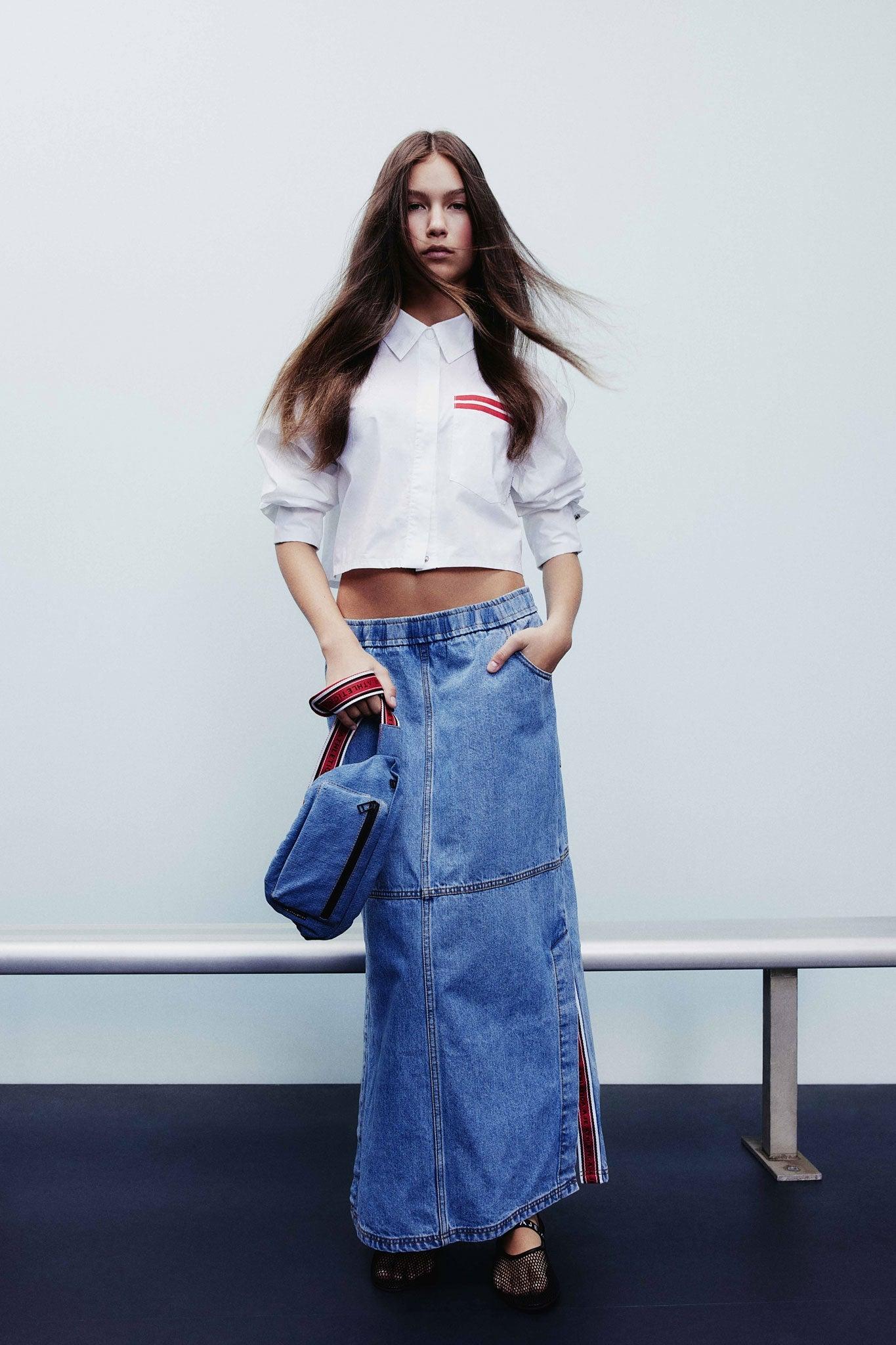 Longline Denim Skirt Product Image