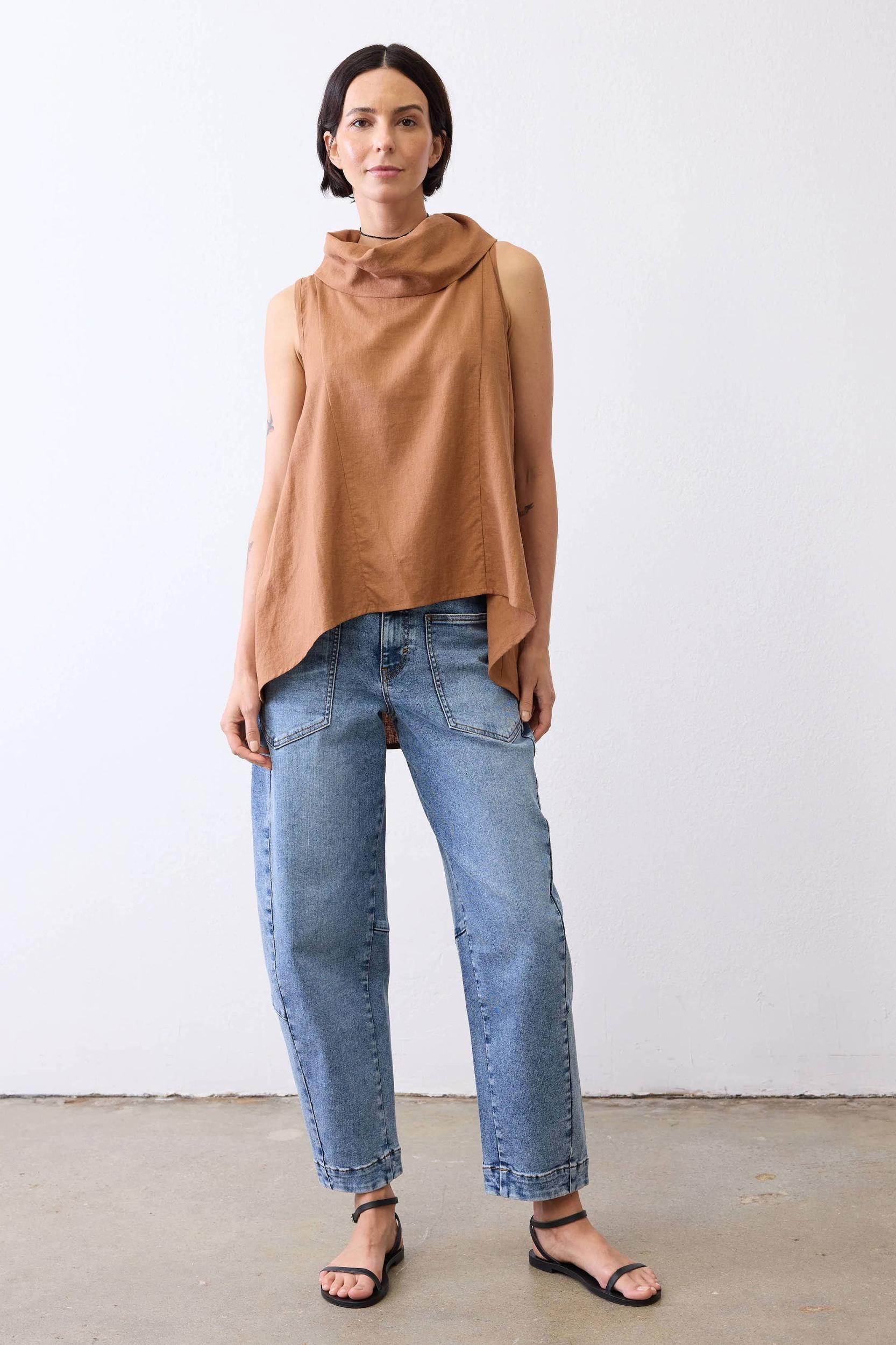 Draped Neck Linen Tunic Product Image