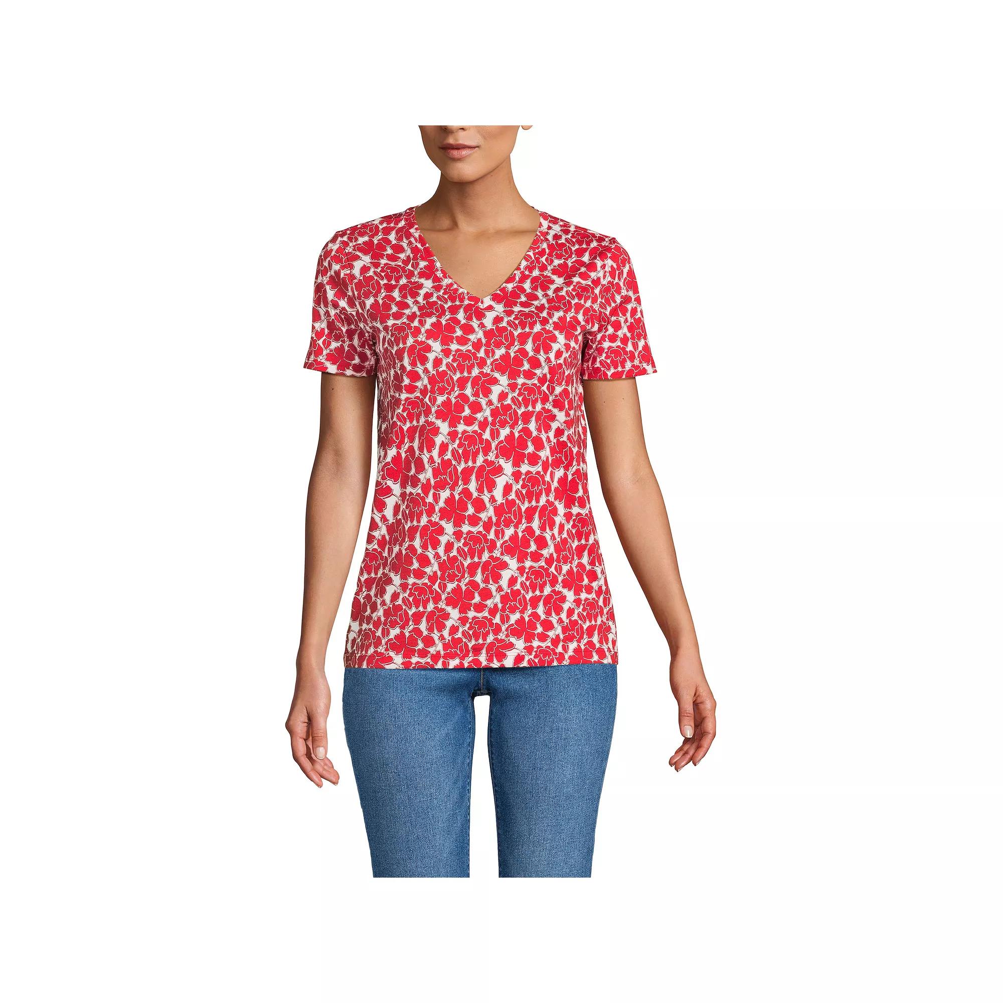 Women's Lands' End Relaxed-Fit Supima Cotton V-Neck Tee,  Product Image