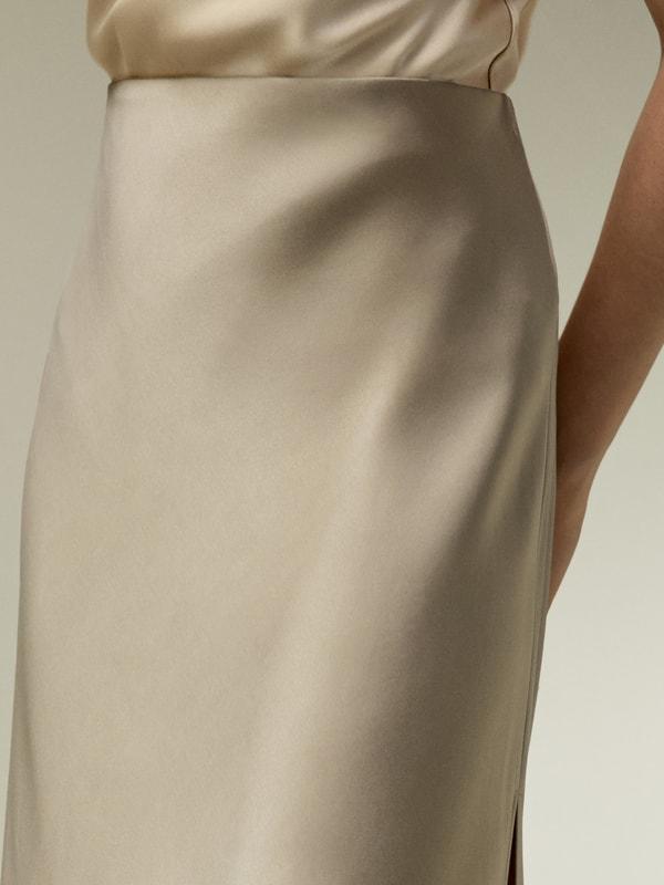 Bias-cut Silk Midi Skirt Product Image
