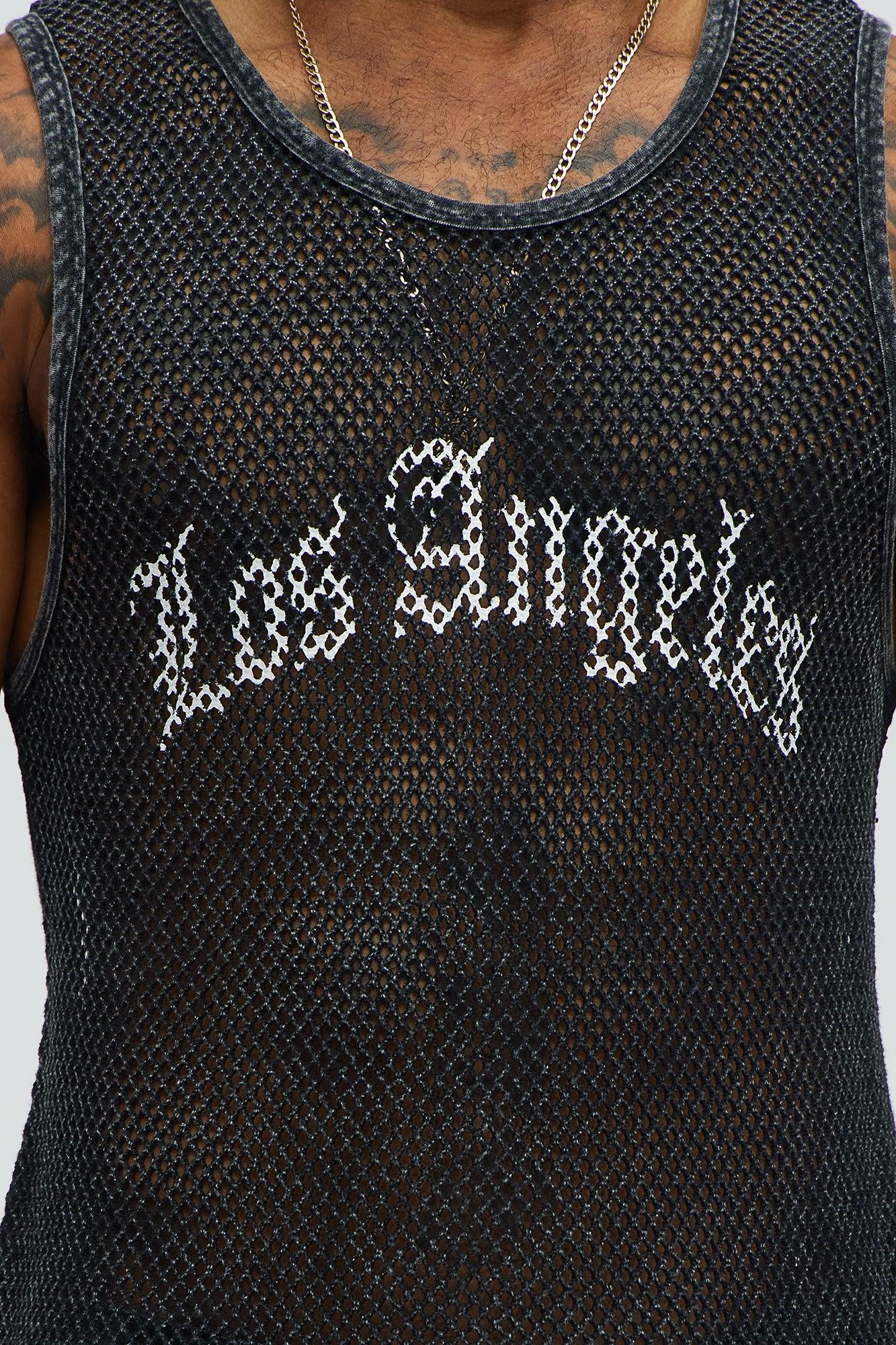 LA Washed Mesh Tank Top - Black Wash Male Product Image