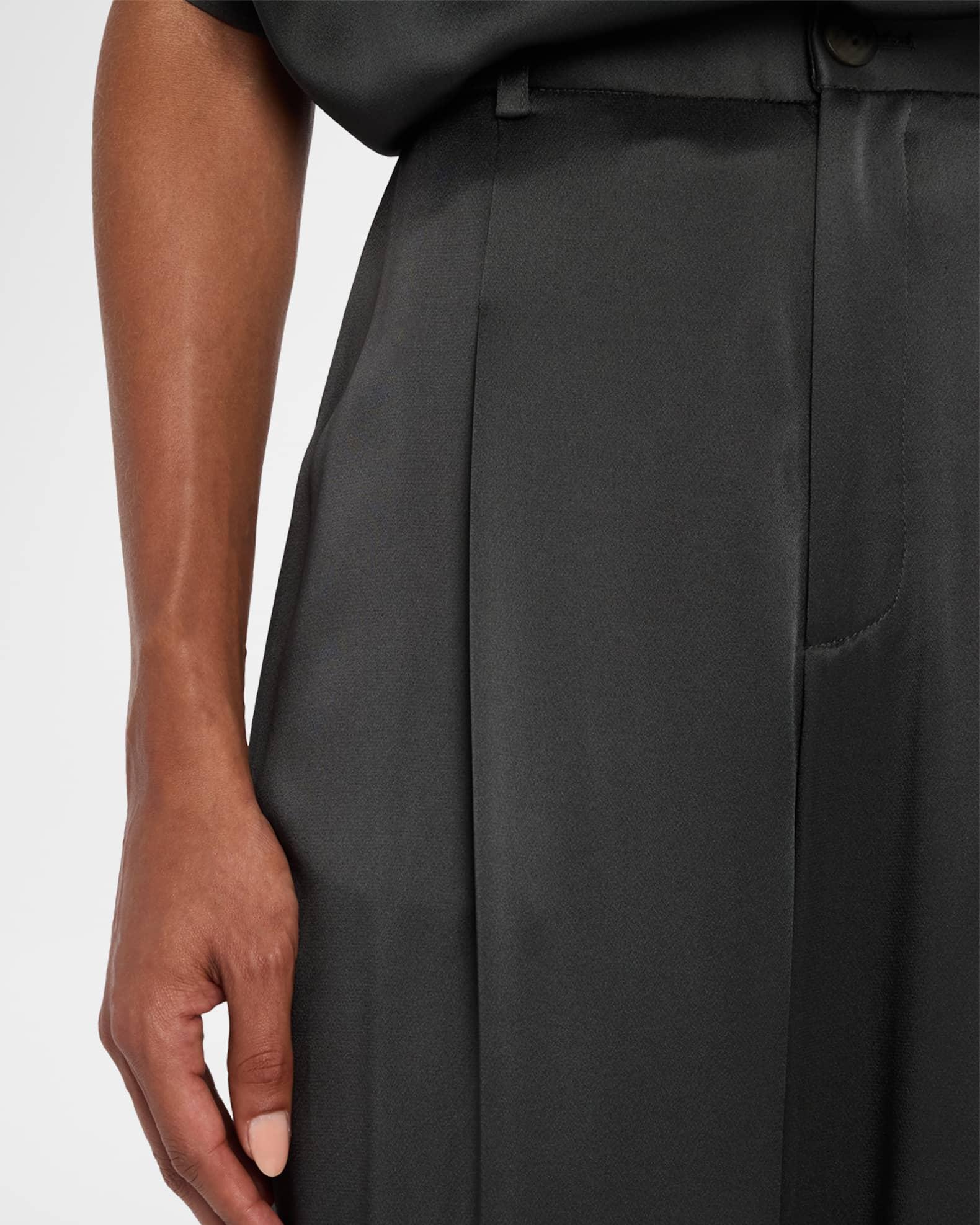 Pleated Wide-Leg Satin Pants Product Image