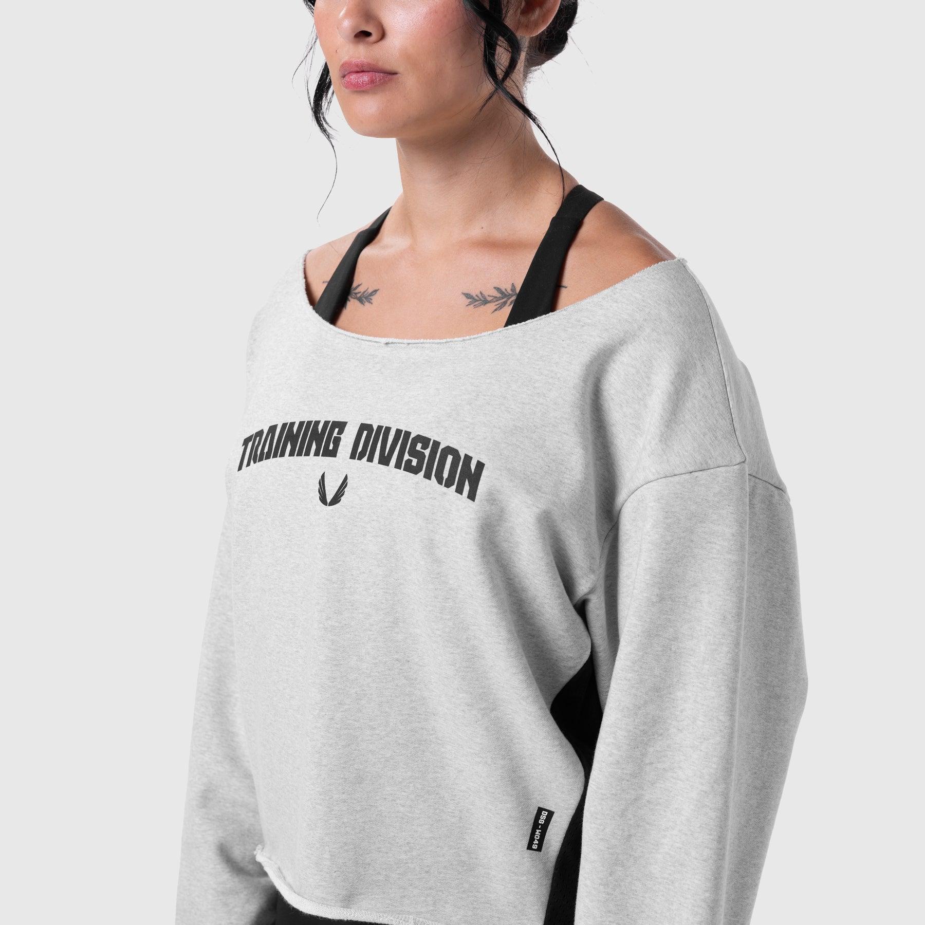 W049. Raw Hem Oversized Crewneck - Heather Grey Product Image