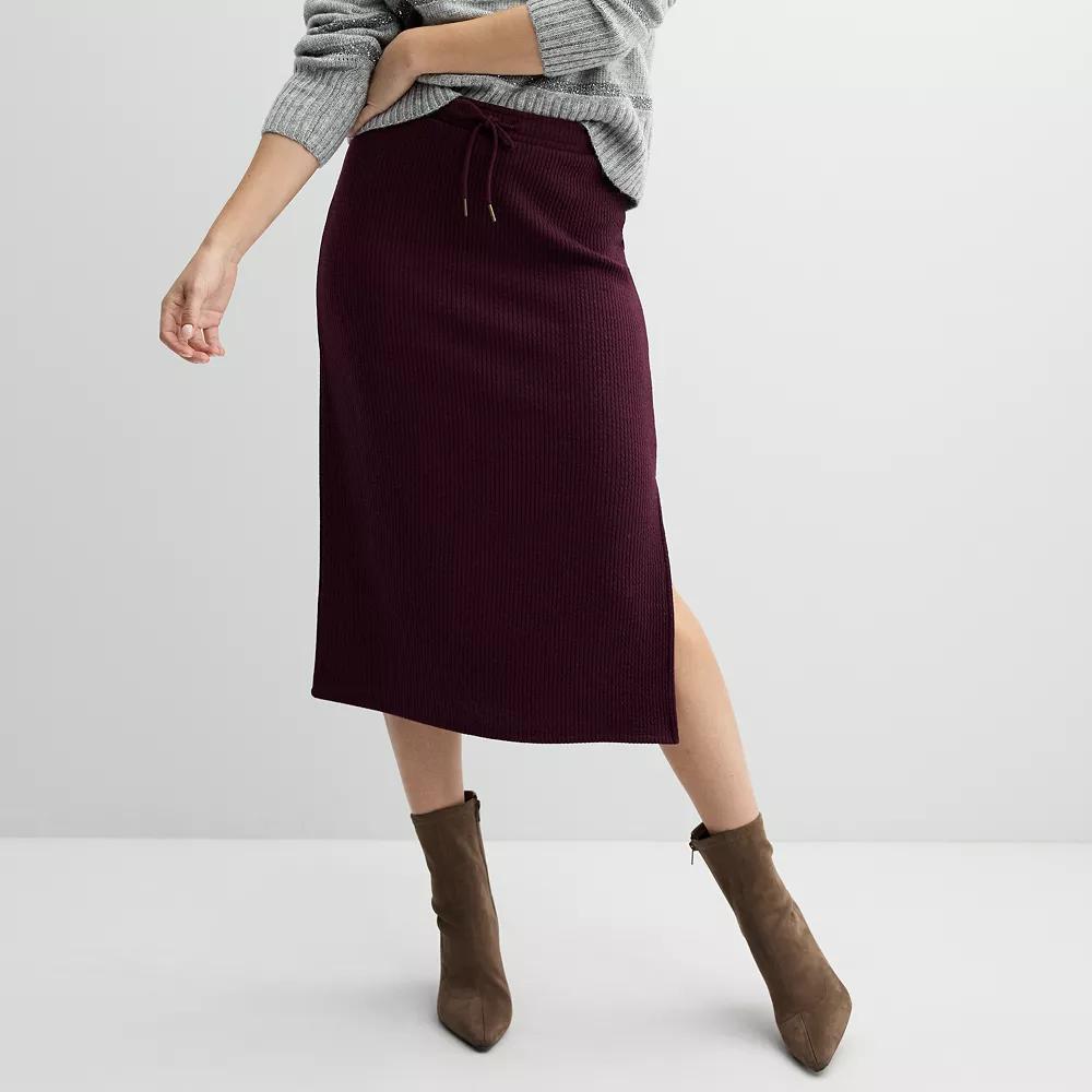 Women's Sonoma Goods For Life® Knit Midi Skirt, Size: Medium, Black Jam Product Image