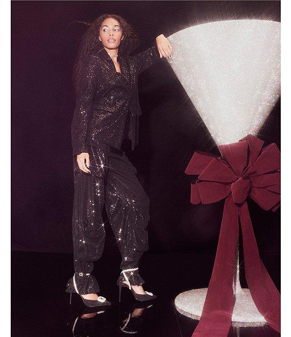 Steve Madden Payton Sequin Notch Lapel Long Sleeve Blazer Product Image