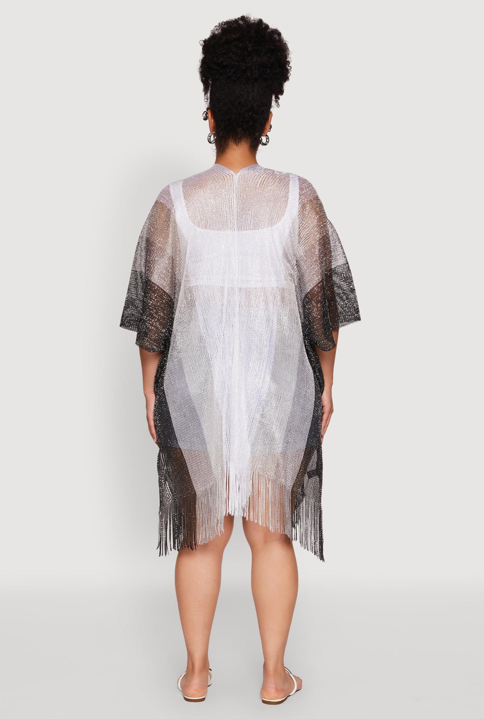 Trendy Fringe Hem Ombre Lurex Cover Up Female Product Image
