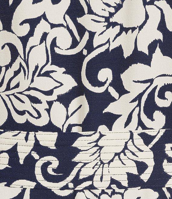 Leslie Fay Long Sleeve V-Neck Floral Print Tiered Fit and Flare Dress Product Image