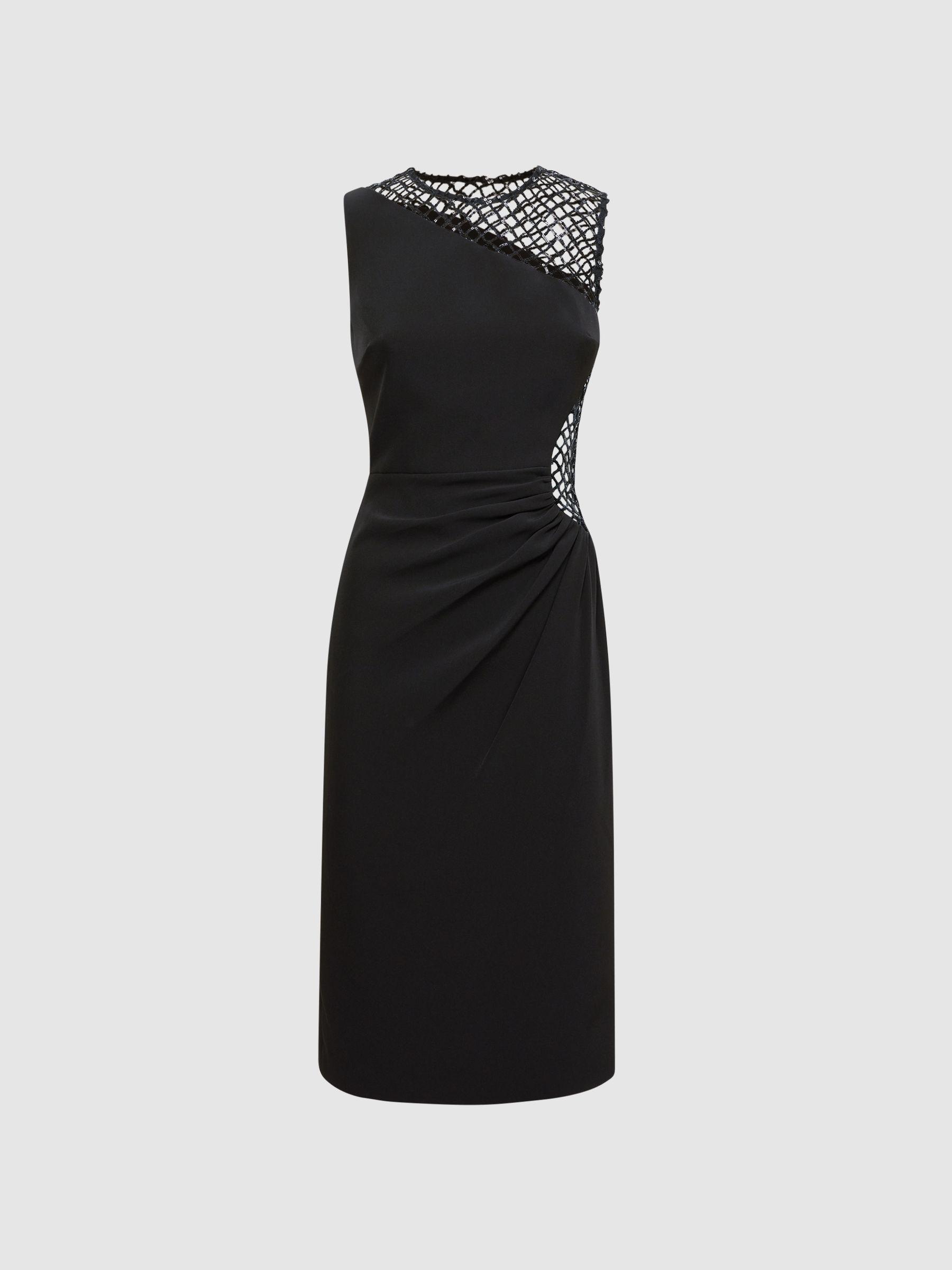 Halston Sequin Midi Dress in Black Product Image