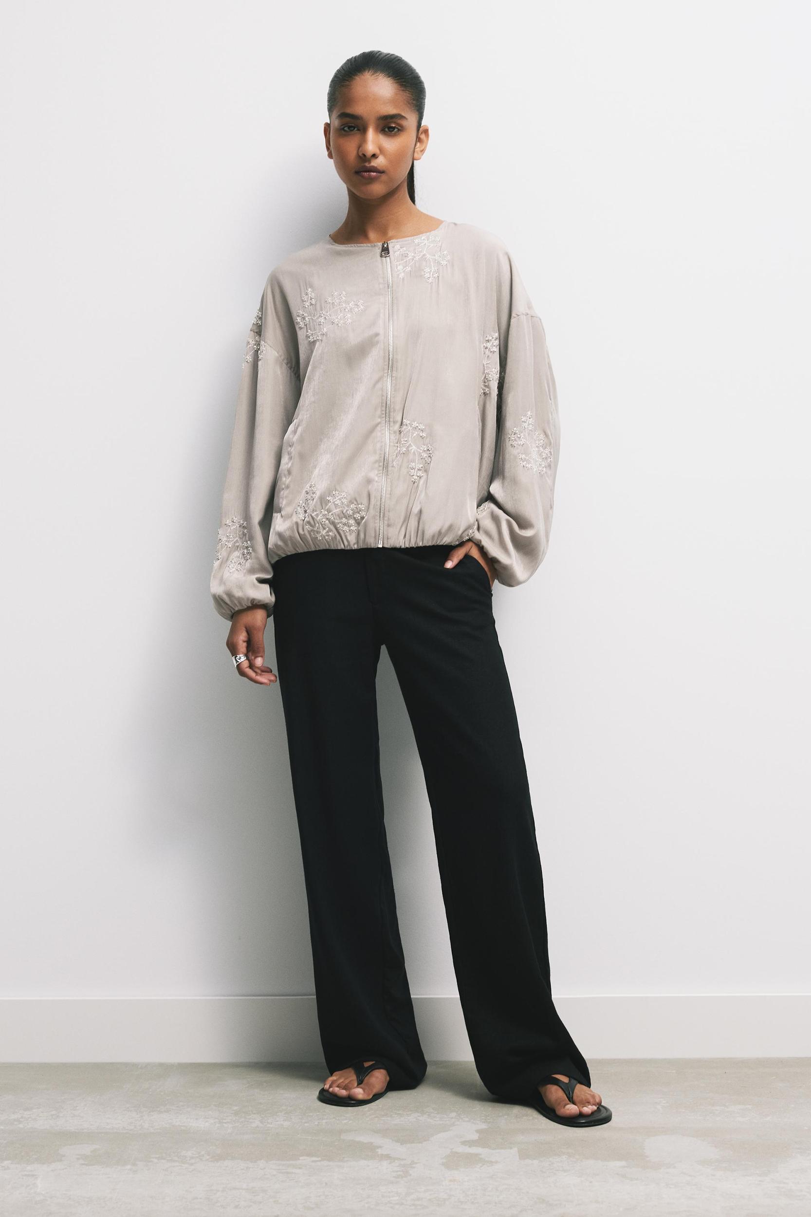 Bomber jacket with floral embroidery Product Image