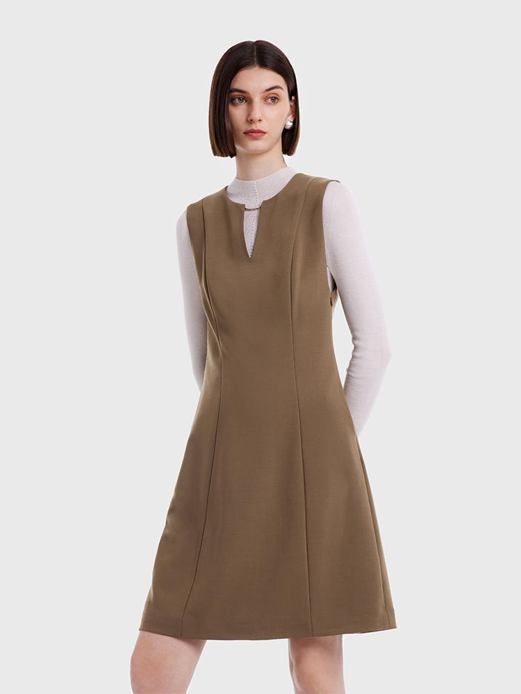 Double Layer Worsted Woolen Vest Dress Product Image
