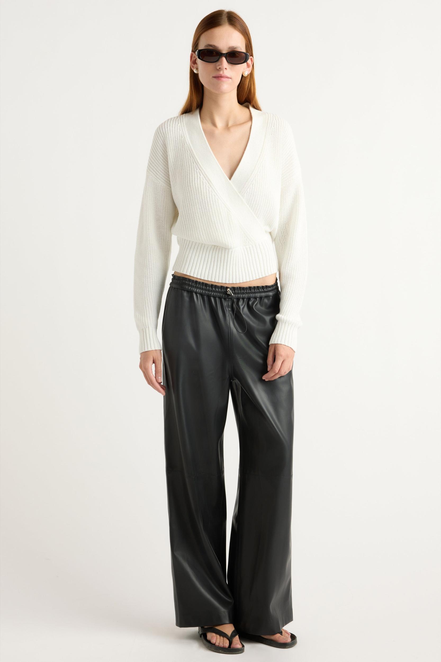 Lianne Drawstring Vegan Leather Pant Product Image