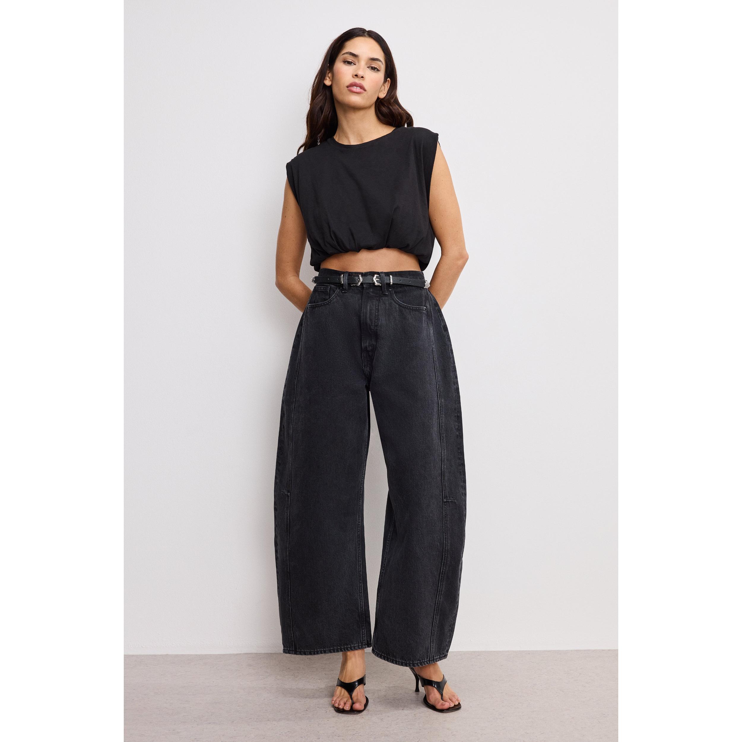 Womens Good Extreme Barrel Jeans | Black, 373 Size 6 | Good American by Khlo Kardashian Product Image