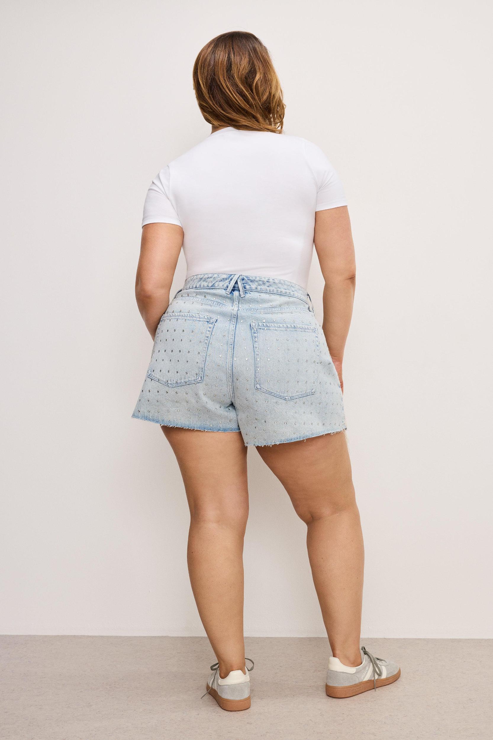 BOMBSHELL RHINESTONE SHORTS | INDIGO897 Product Image
