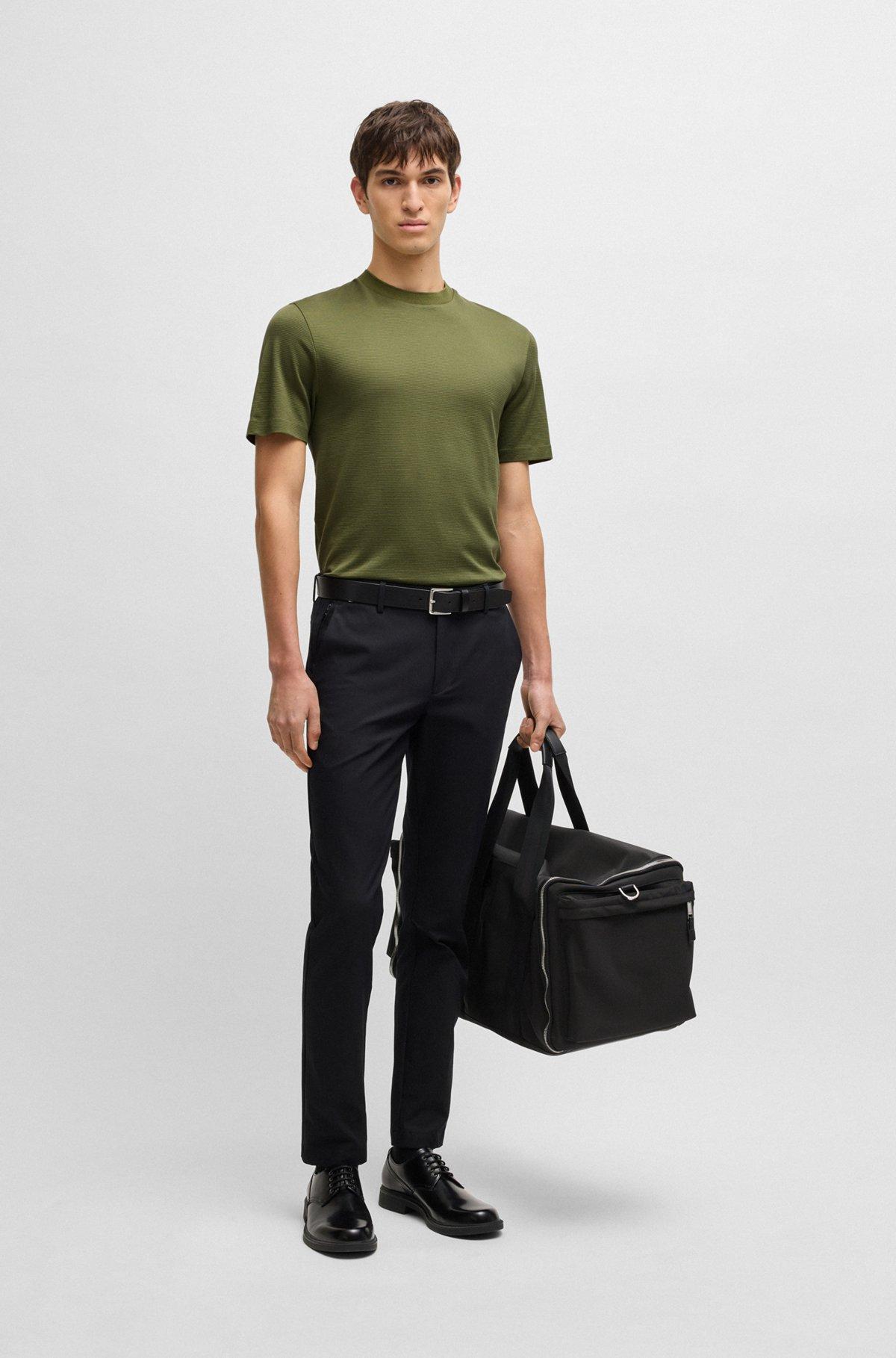 BOSS - Mercerized-cotton T-shirt with micro pattern - Green Product Image