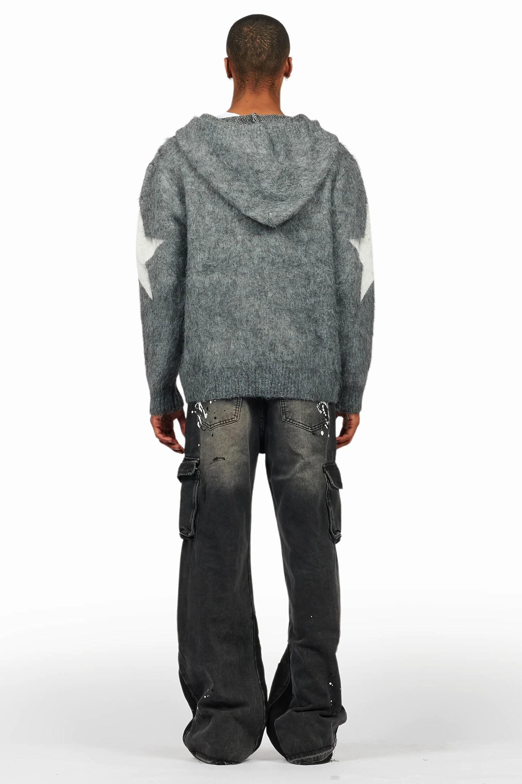 States Grey Mohair Hoodie/Baggy Fit Jean Bundle Male Product Image