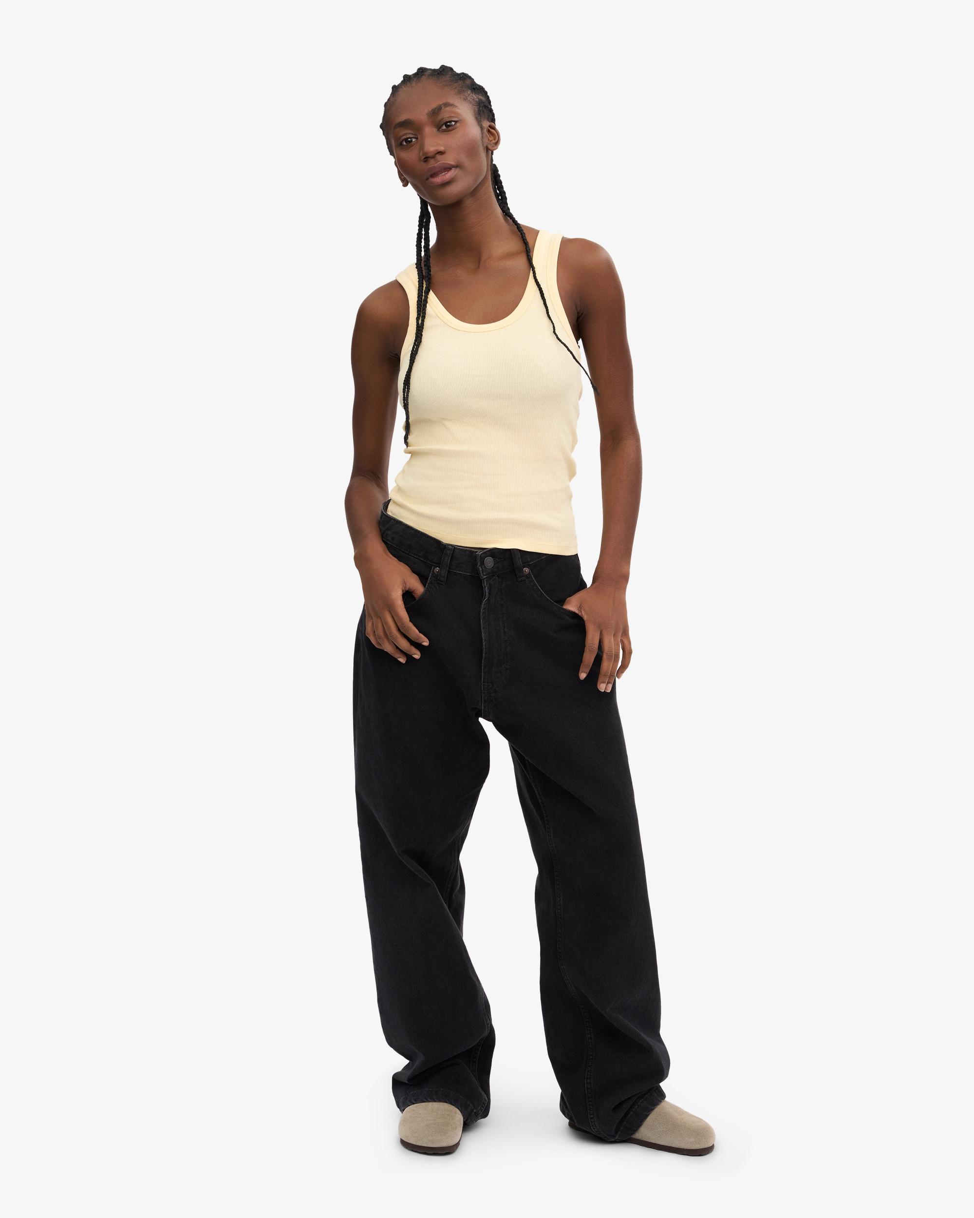 Women Organic Rib Tank Top - Soft Yellow Product Image