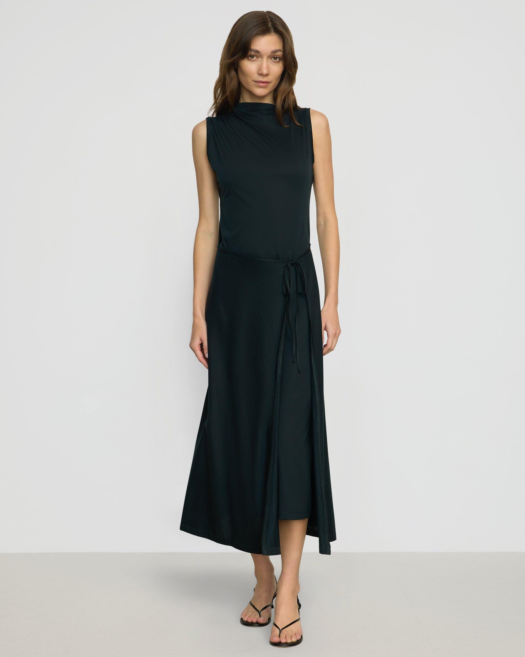 Amelia Asymmetric-Neck Wrap Dress Product Image