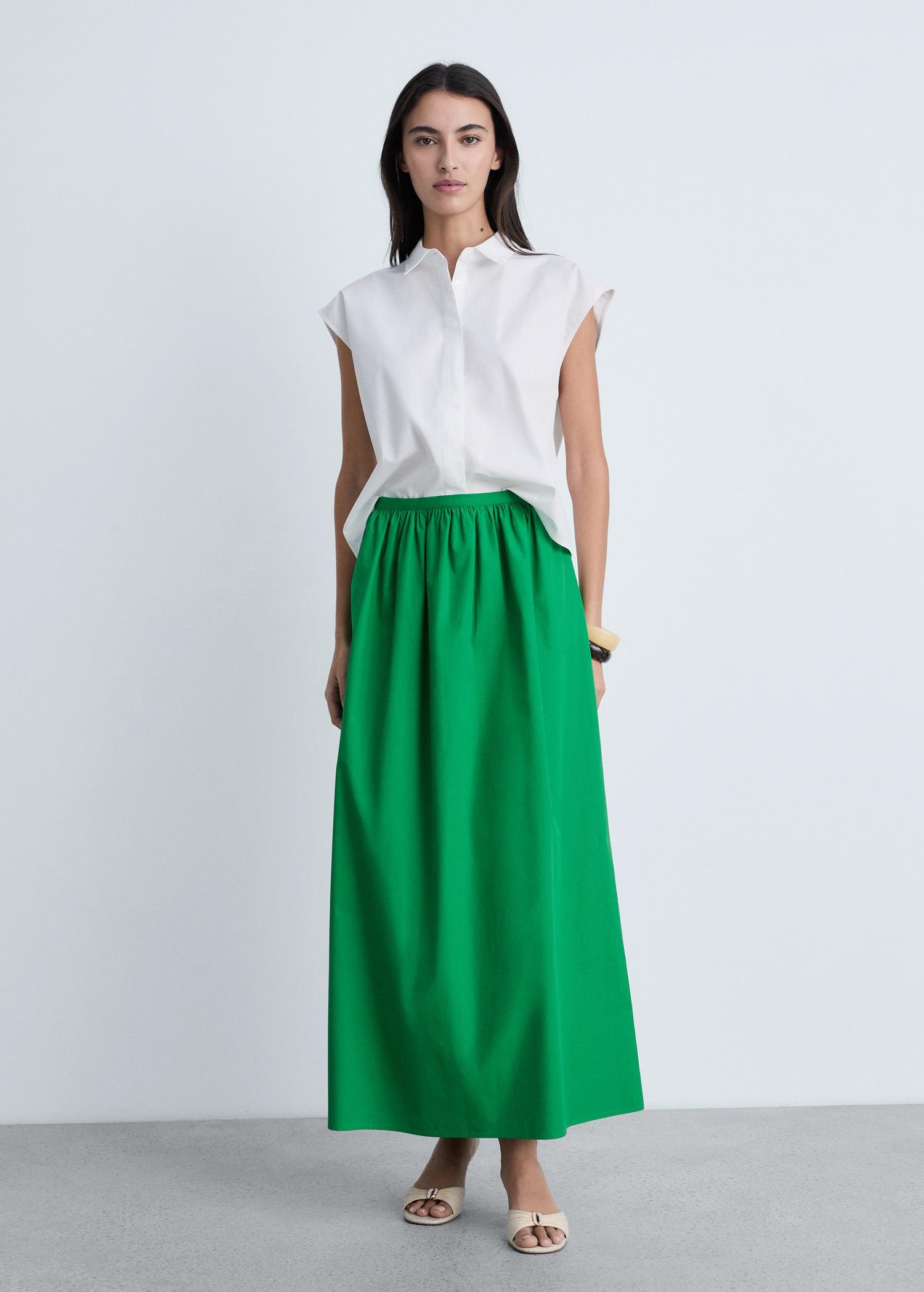 Flared cotton skirt - Women | MANGO USA Product Image