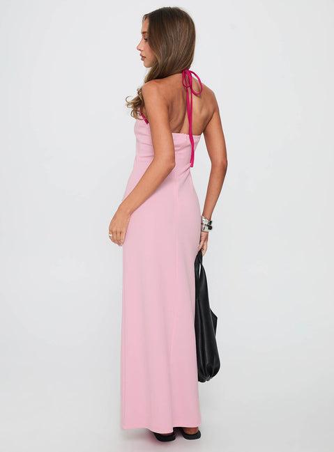 Teisha Halter Maxi Dress Pink Product Image