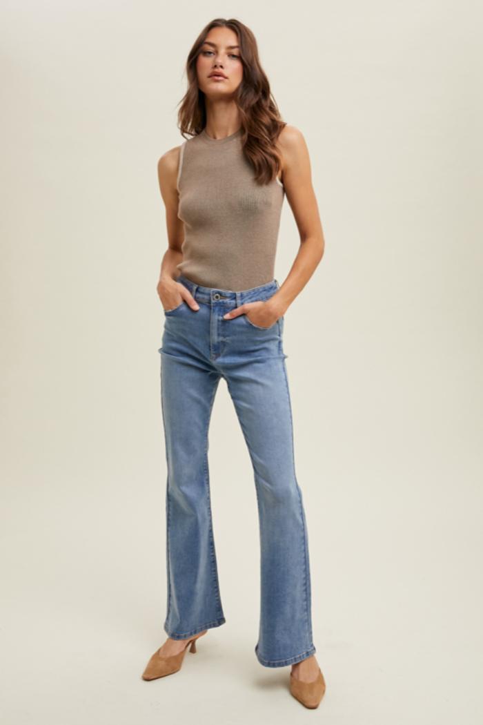 Two Tone Ribbed Sweater Tank Product Image