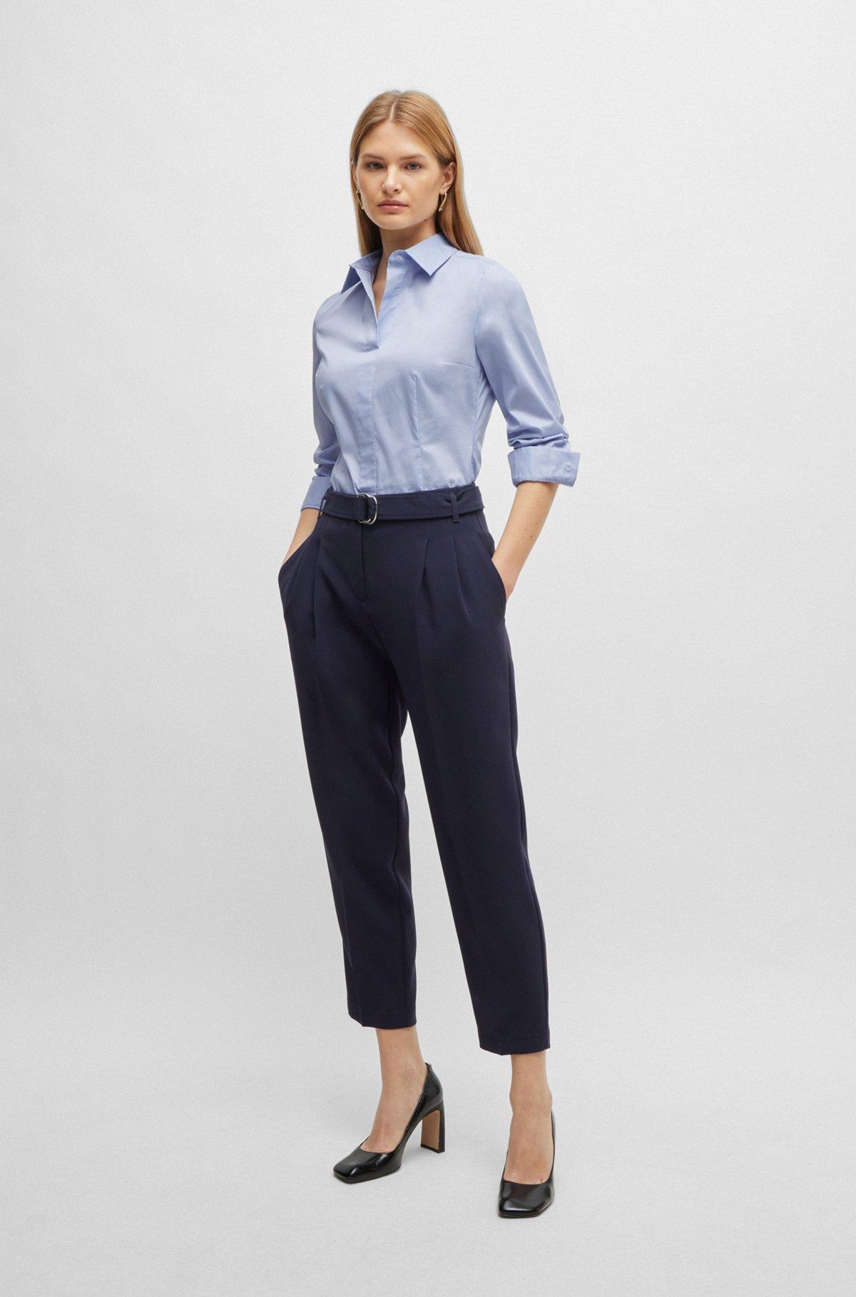 Slim-fit blouse in a stretch cotton Product Image