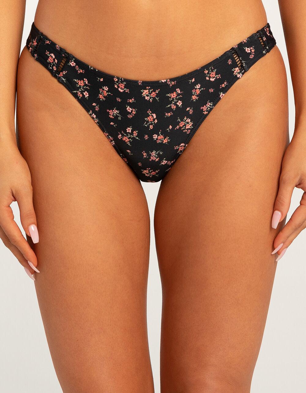 FULL TILT Ditsy Floral Skimpy Bikini Bottoms - BLACK COMBO Product Image