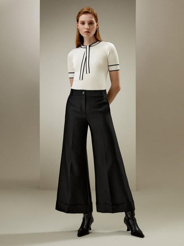 LILYSILK Womens Silk T Shirt - White with Black Stripes 100% Silk - Elegant Black Trim T Shirt M Product Image