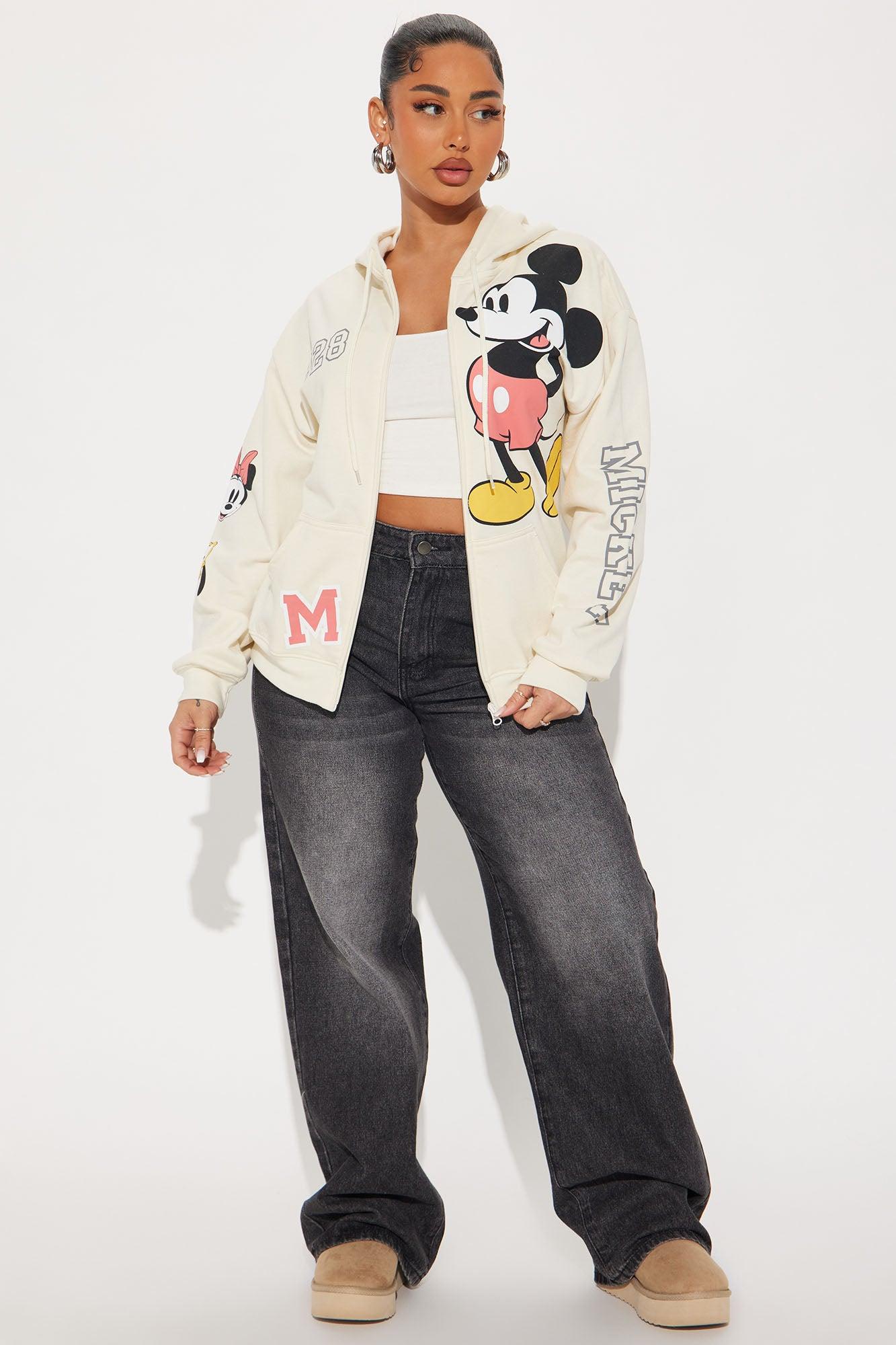 Mickey Mouse Zip Front Hoodie - Ivory Product Image