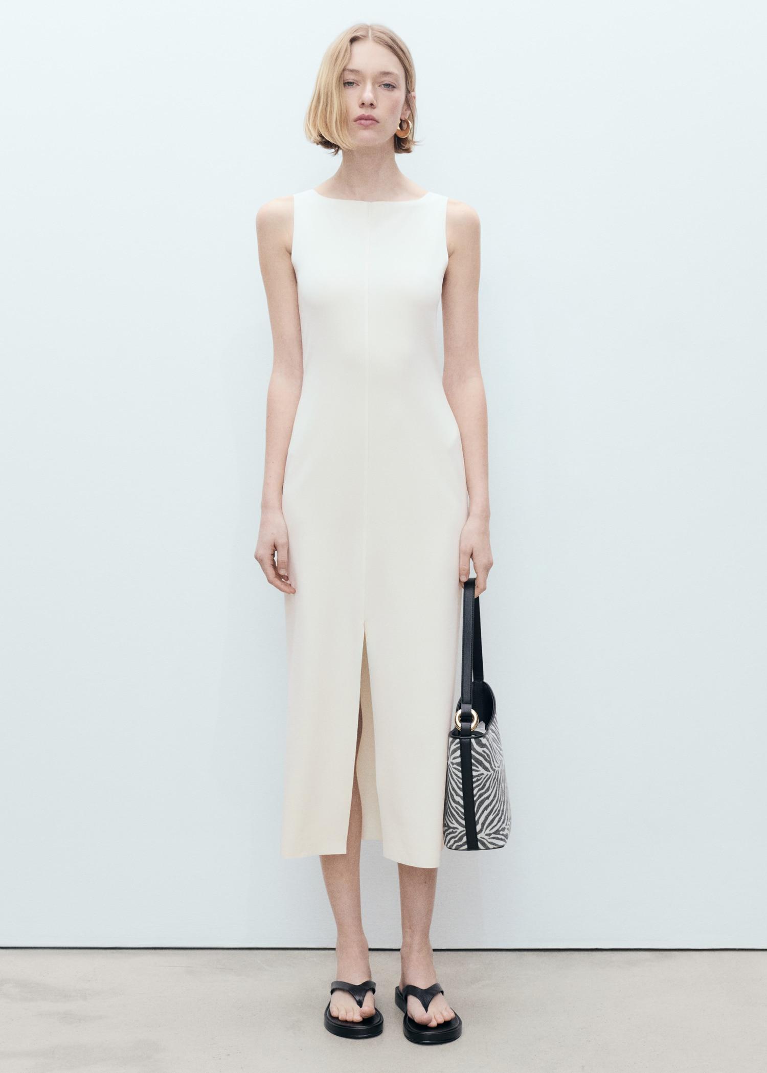 Boat-neck knitted dress - Women | MANGO USA Product Image