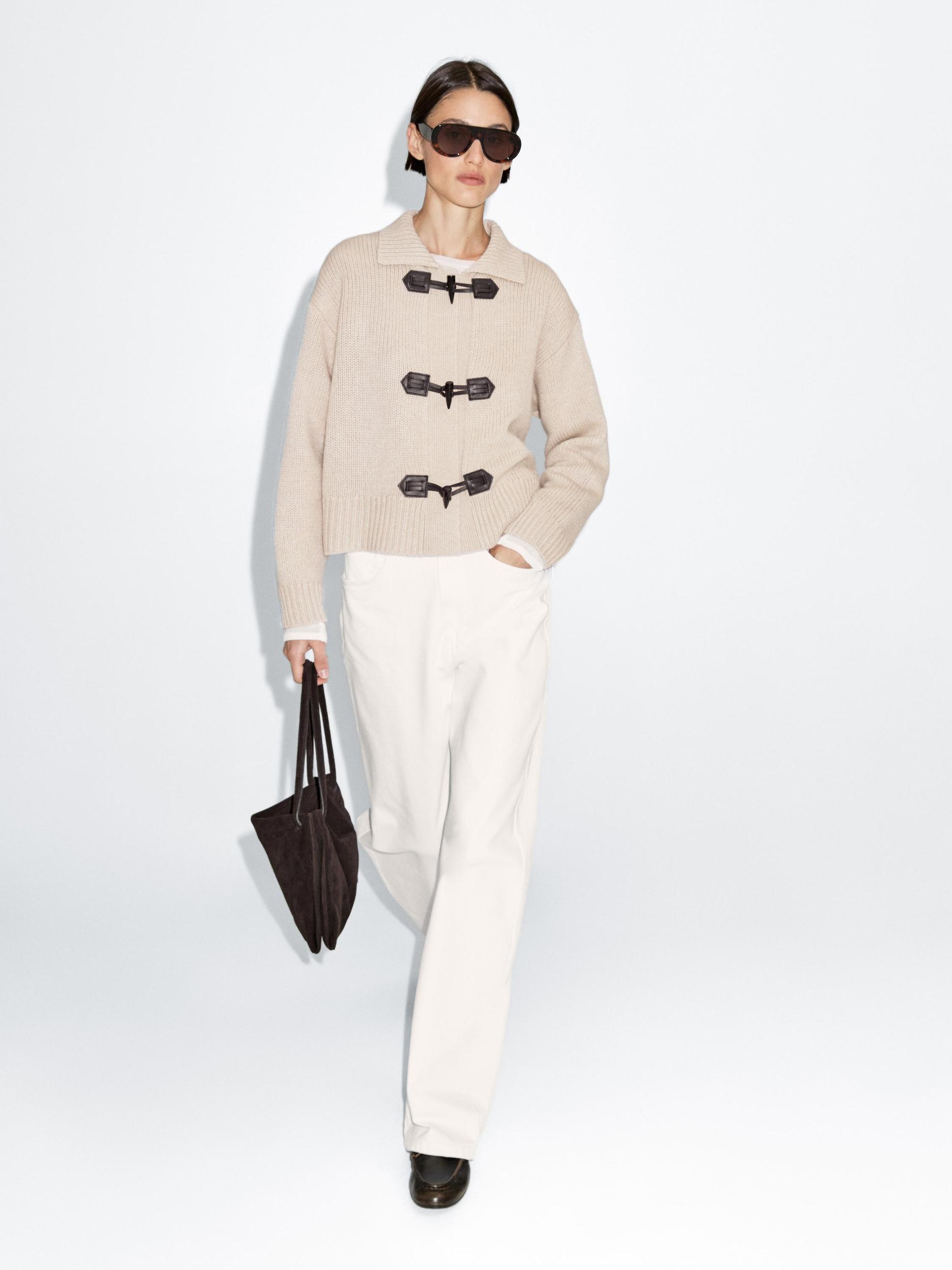 Wool blend cardigan with horn button detail Product Image