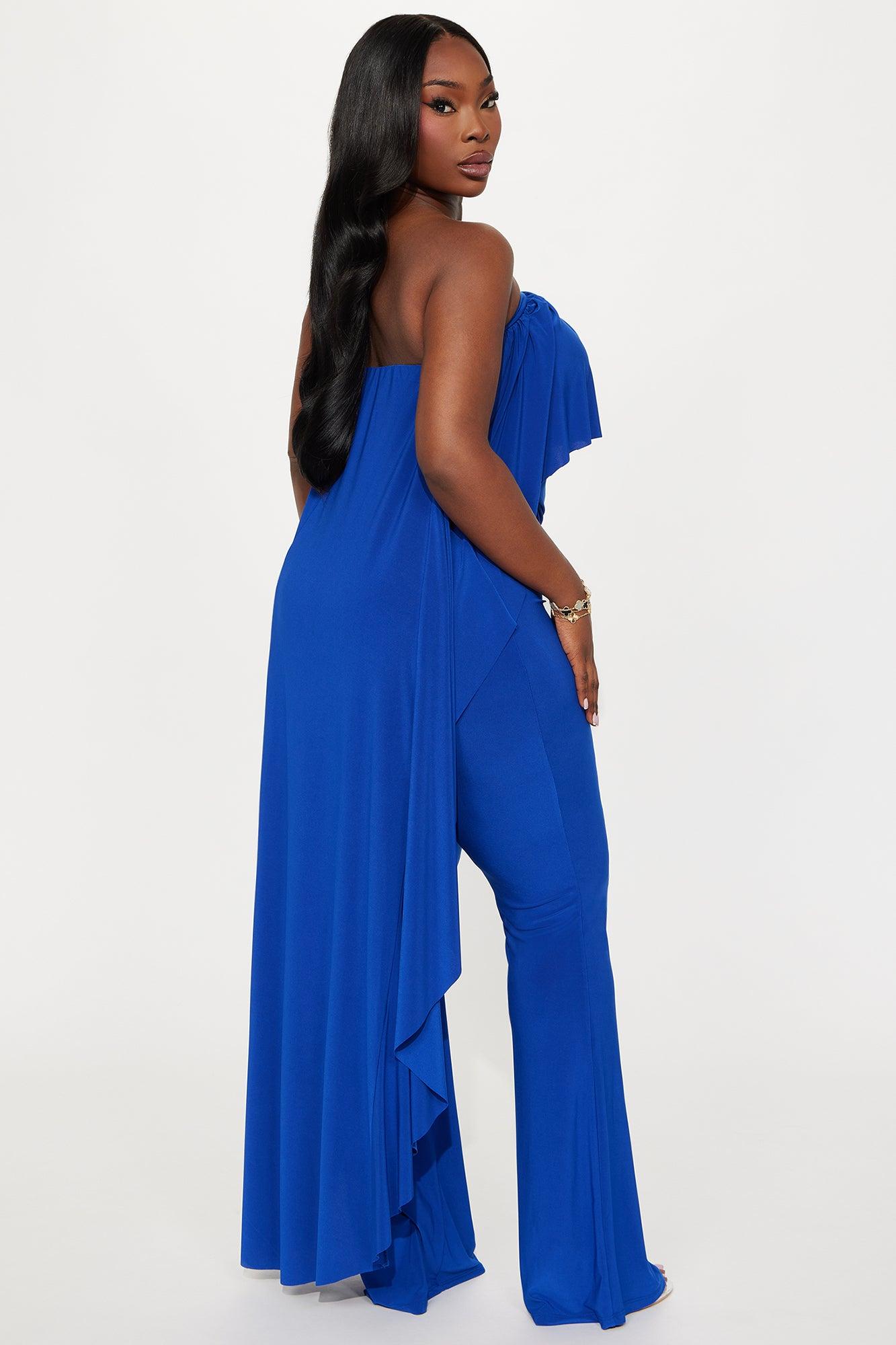 Alicia Strapless Flare Leg Pant Set - Royal Female Product Image