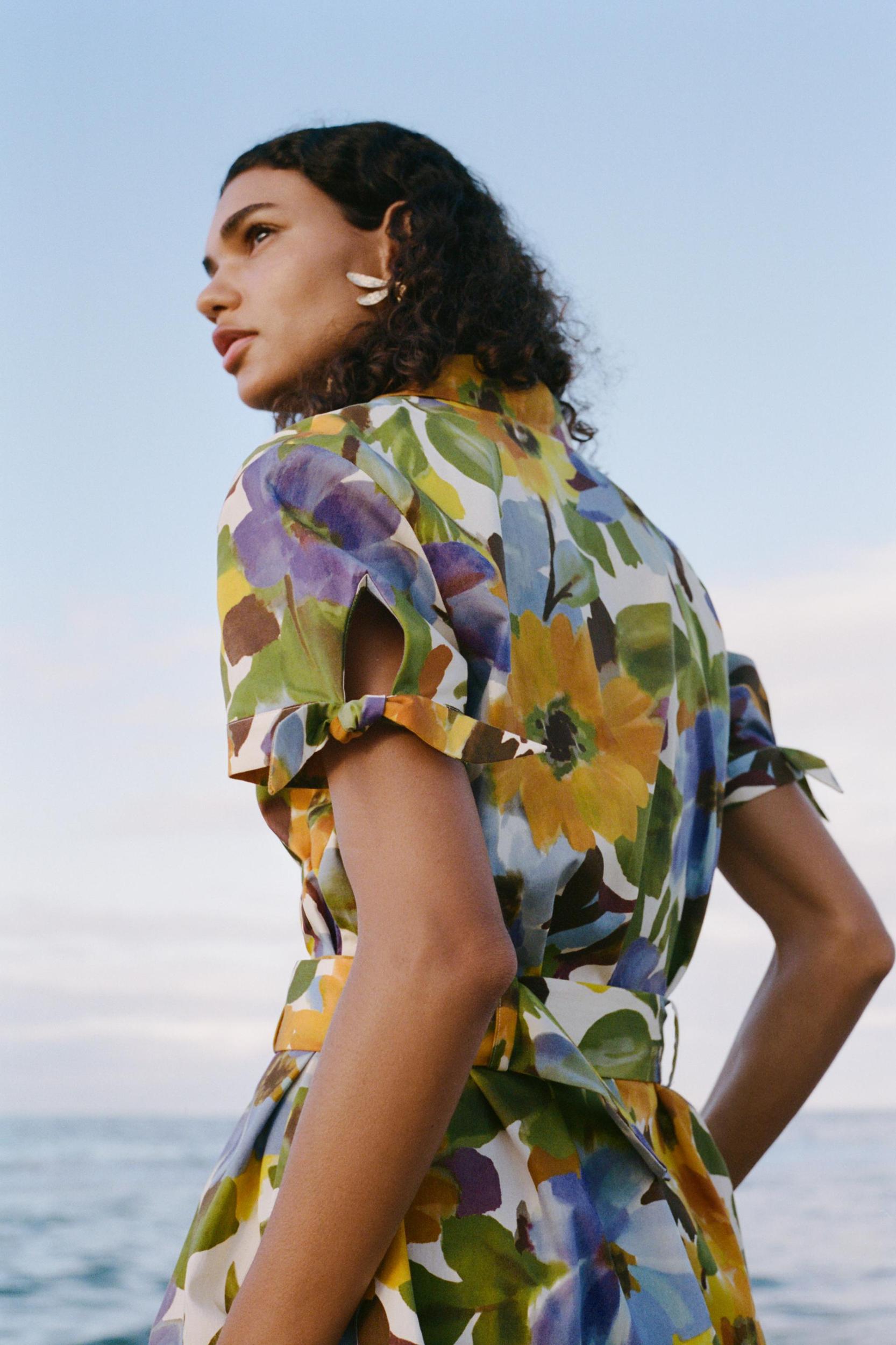 PRINTED POPLIN MIDI DRESS Product Image