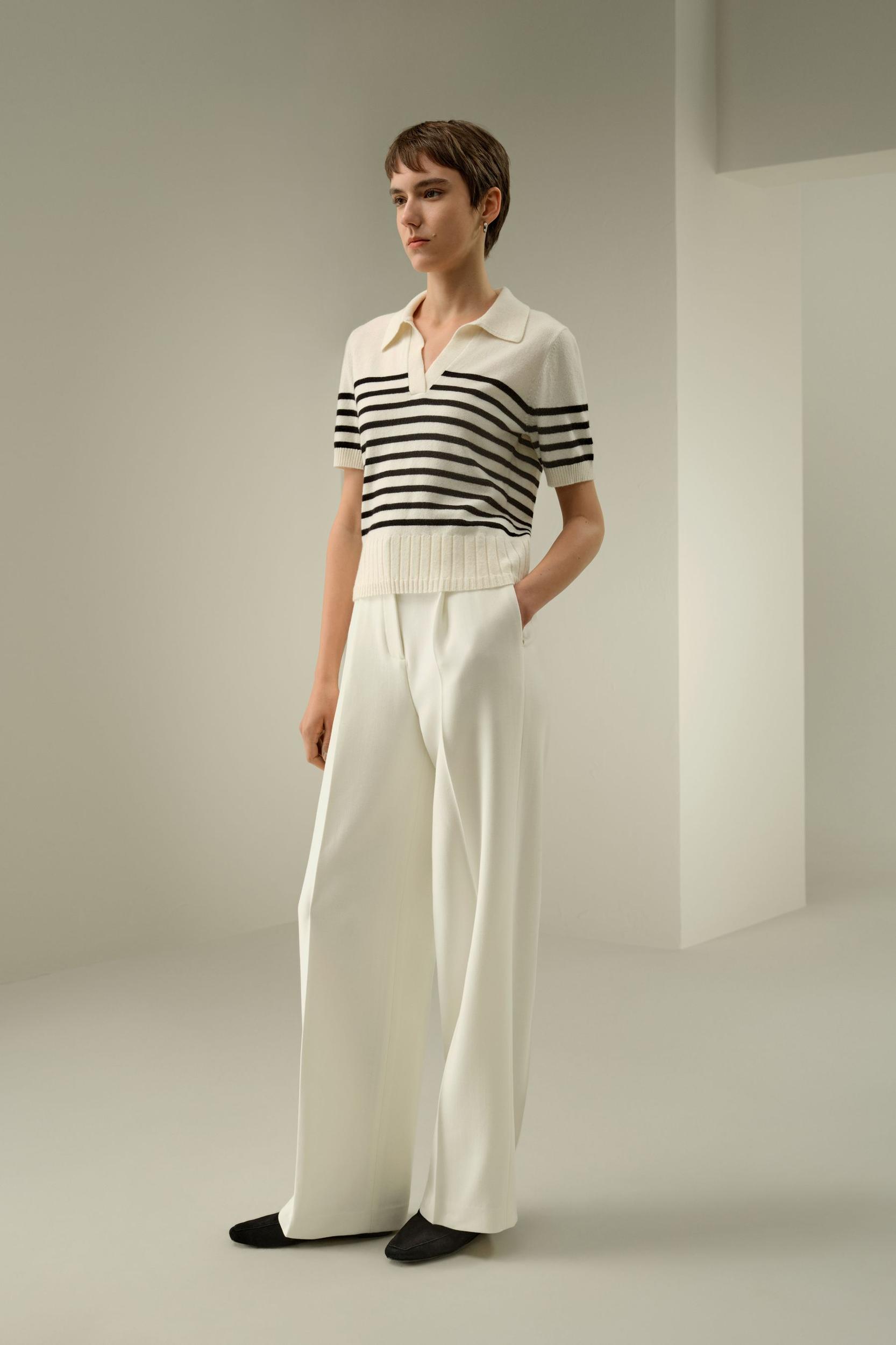 Striped Cashmere Polo Sweater Product Image