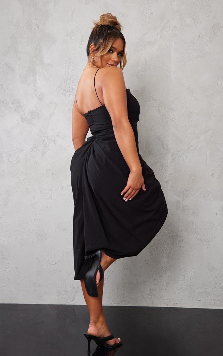 Shape Black Woven Cut Out Detail Ruched Midi Dress Product Image