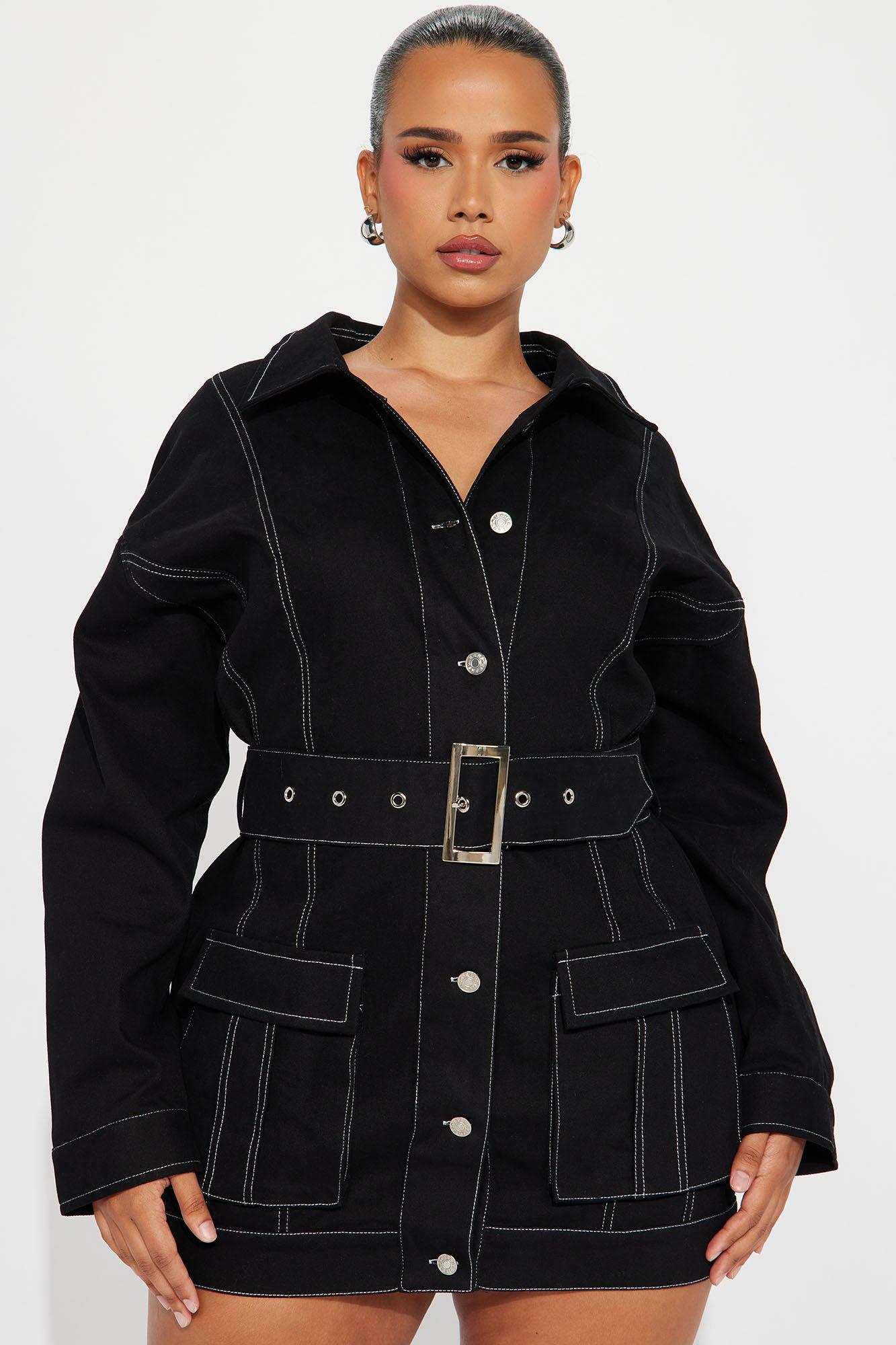 Stephanie Denim Mini Dress - Black Product Image