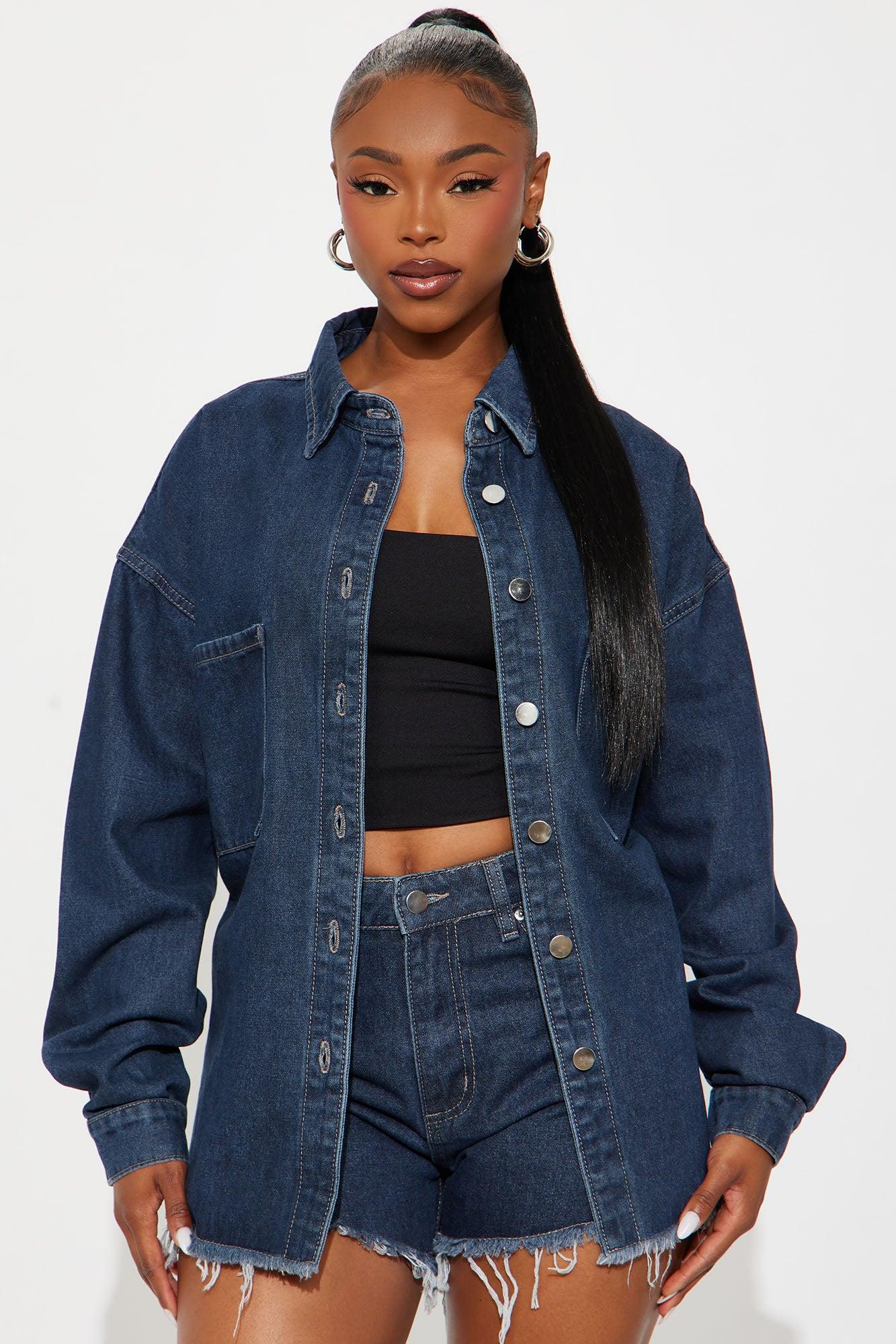 Audrey Denim Short Set - Dark Denim Female Product Image