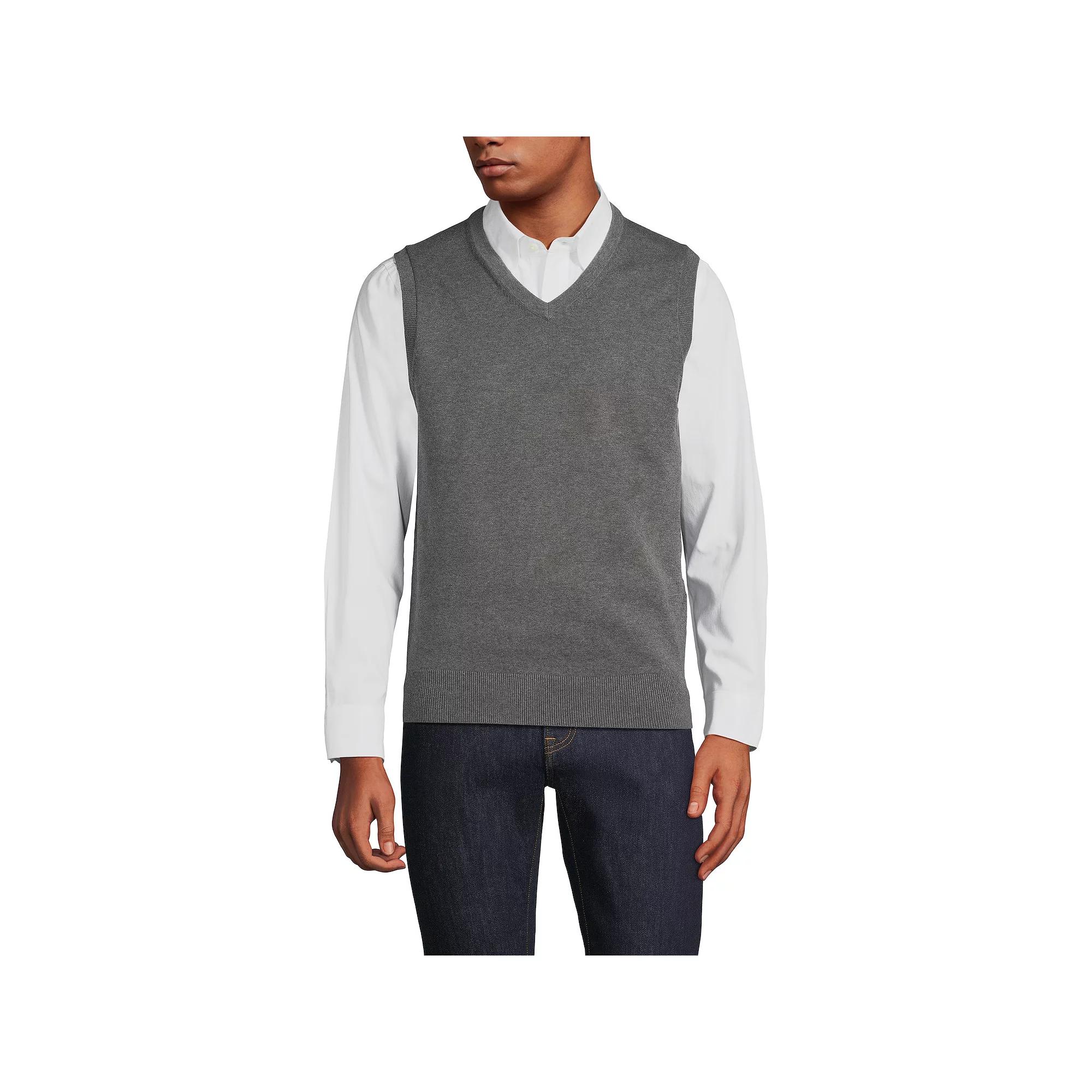 Men's Lands' End Fine Gauge Cotton Sweater Vest,  Product Image