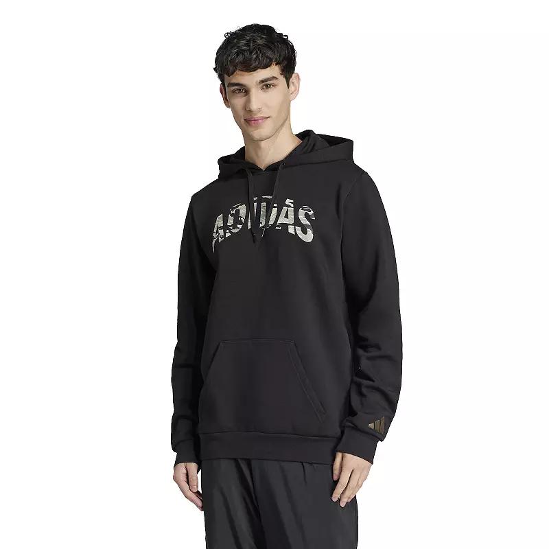 Men's adidas Camouflage Linear Sportswear Graphic Hoodie, Size: Large, Black Product Image