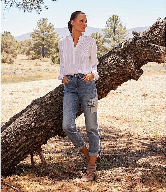 NYDJ Margot Lift Tuck® Embroidered Patch Cropped Girlfriend Jean Product Image