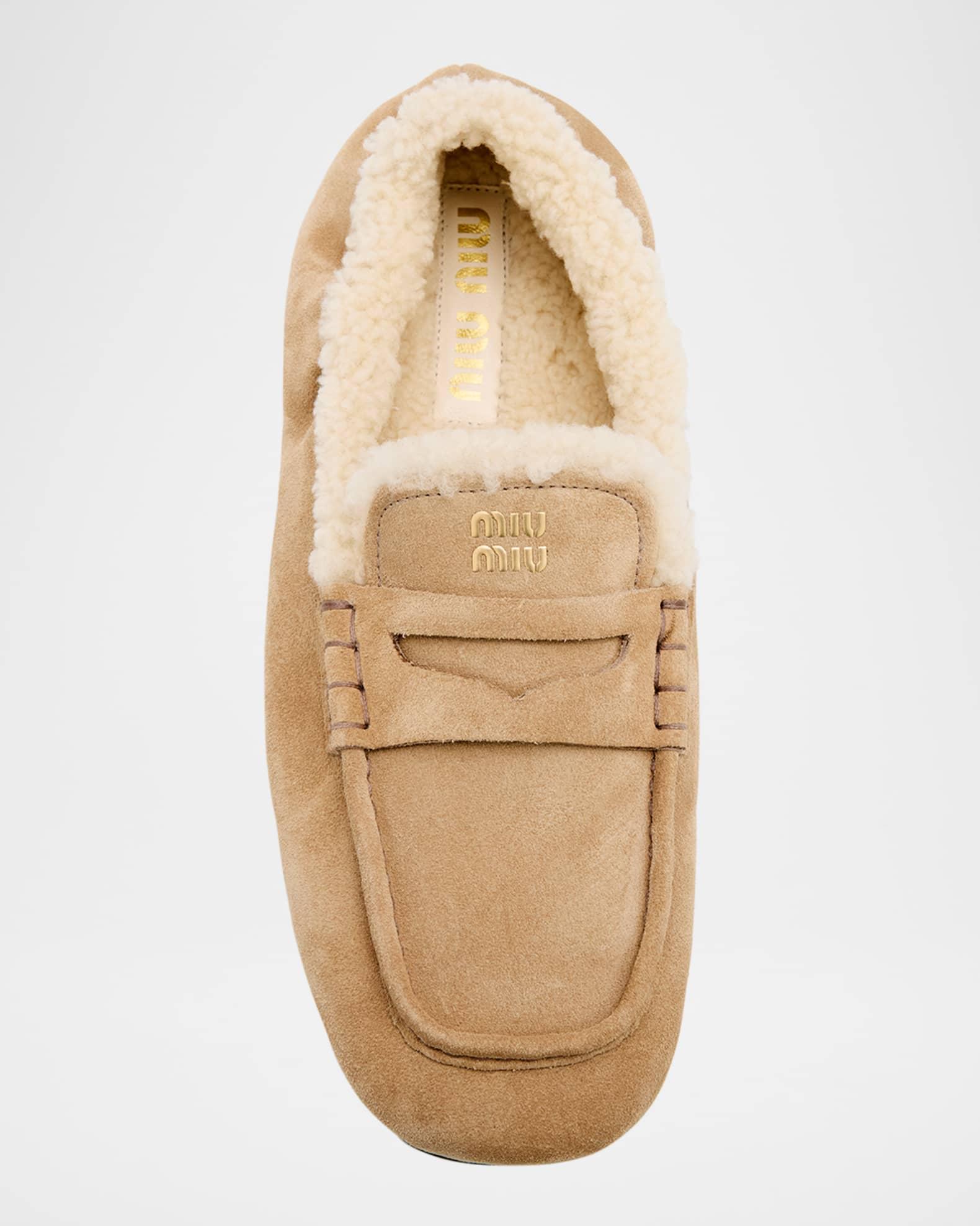 Shearling Lined Suede Penny Loafers Product Image