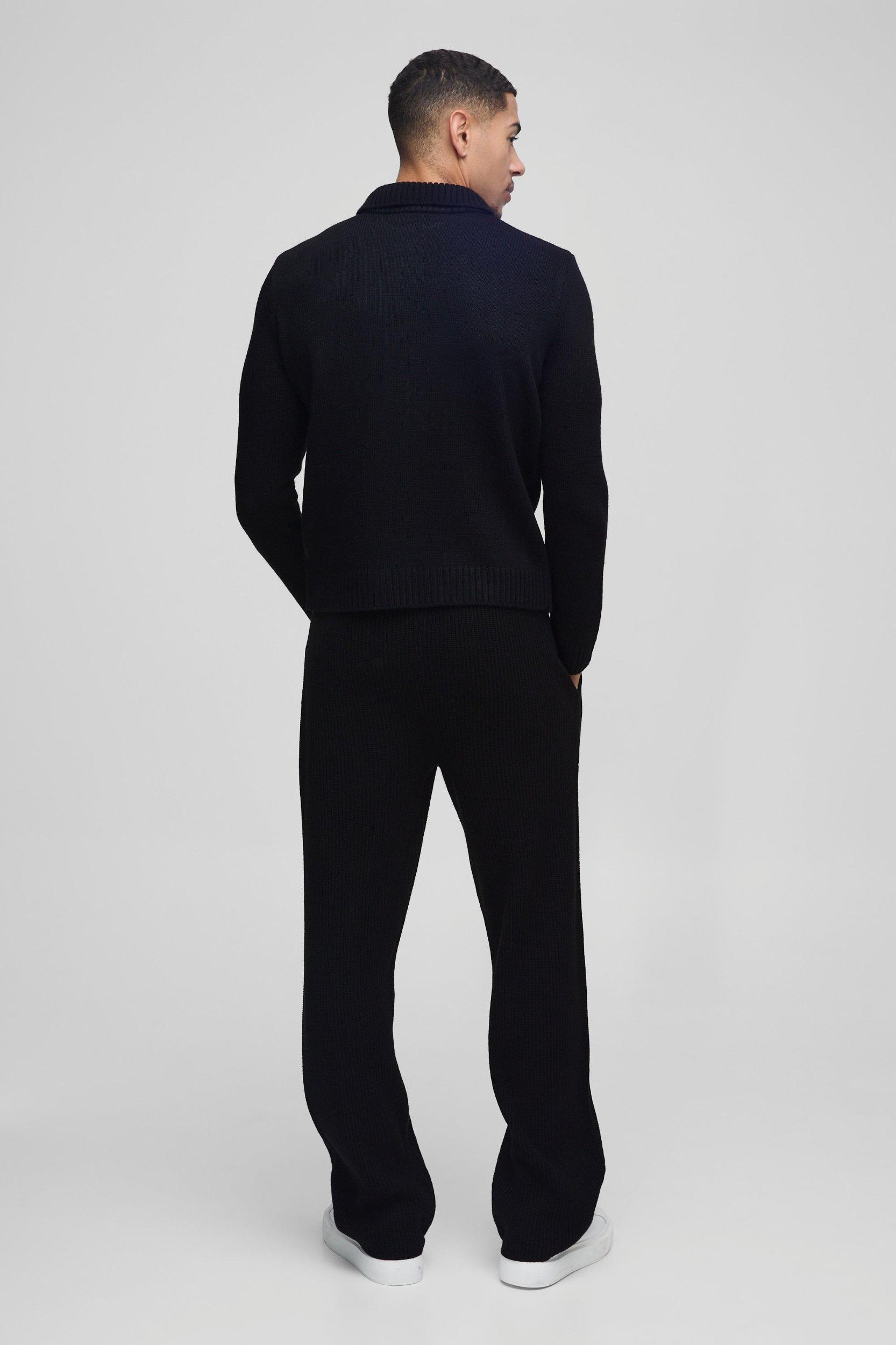 Regular Fit Ribbed Knitted Sweatpants | boohooMAN USA Product Image