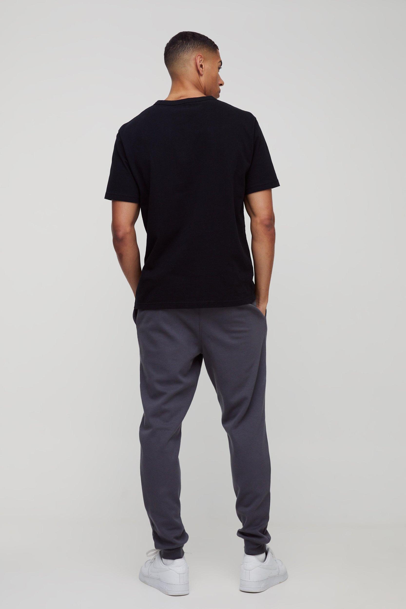 Slim Tapered Heavyweight Interlock Sweatpants | boohooMAN USA Product Image