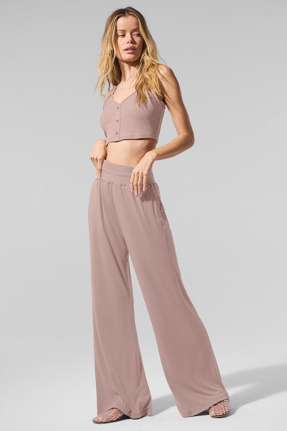 Semi-Sheer Delicate Lounge Flare Pant - Taupe Product Image
